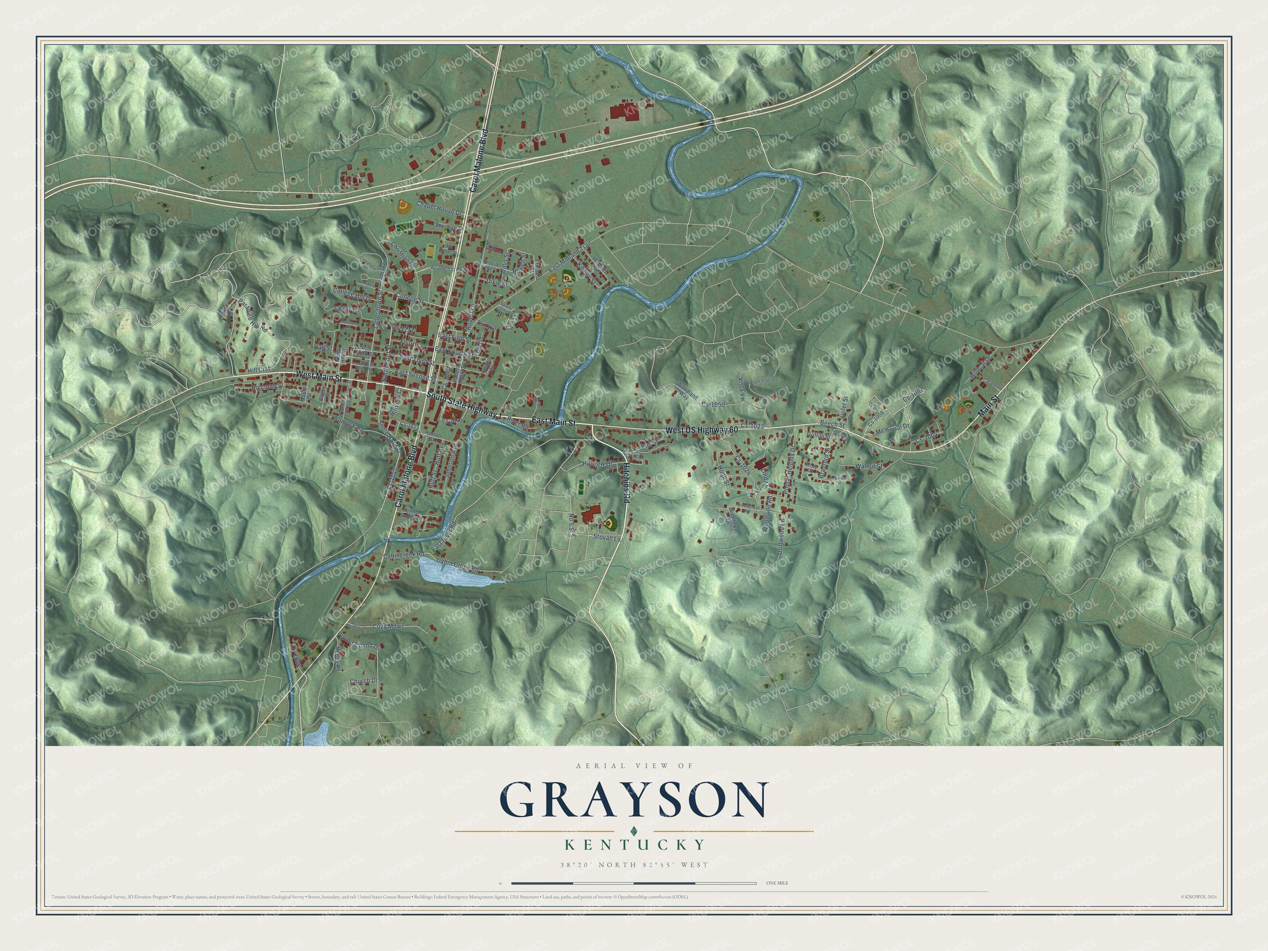 Watermarked full-map preview of Grayson, Kentucky