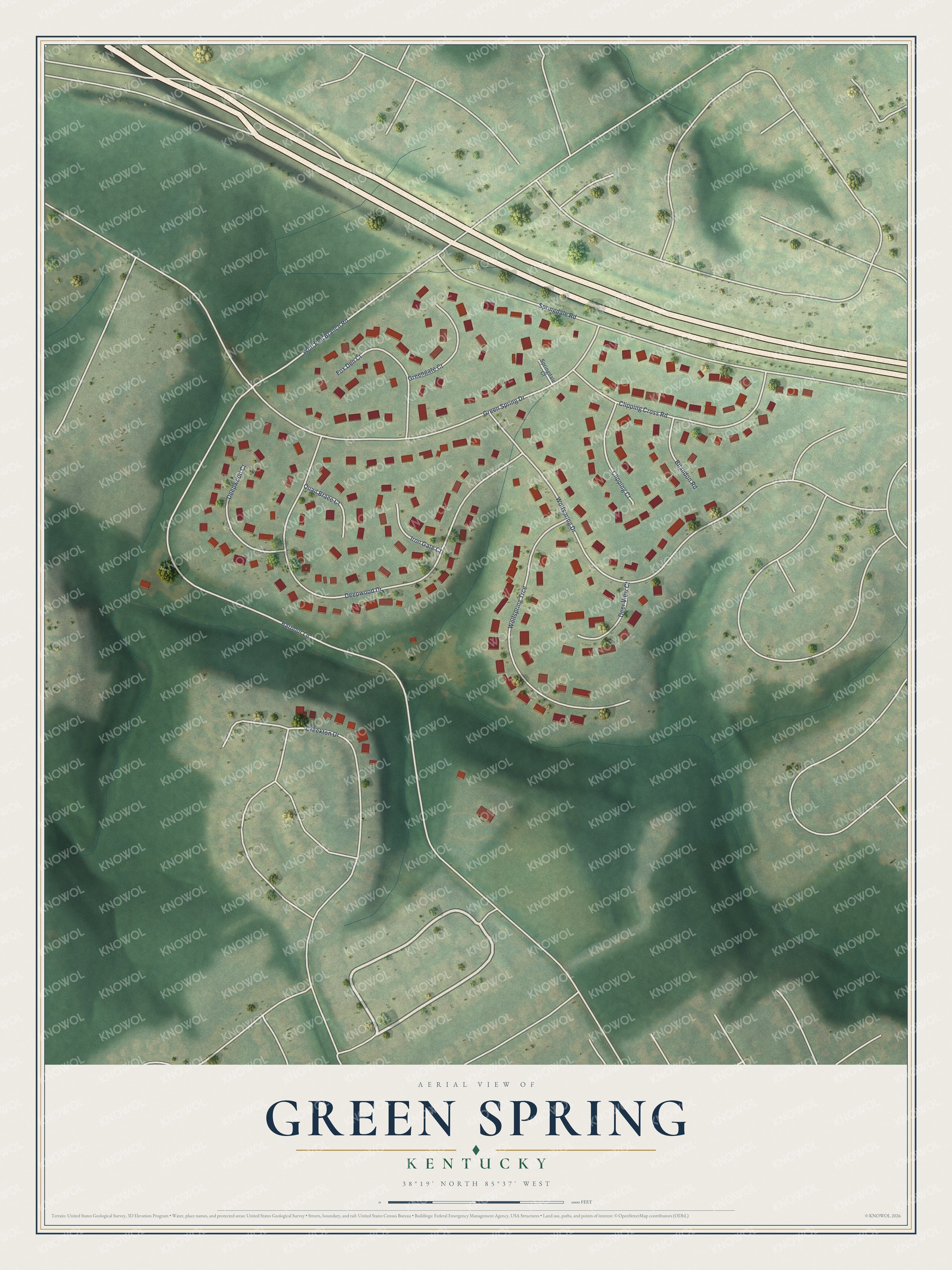 Watermarked full-map preview of Green Spring, Kentucky