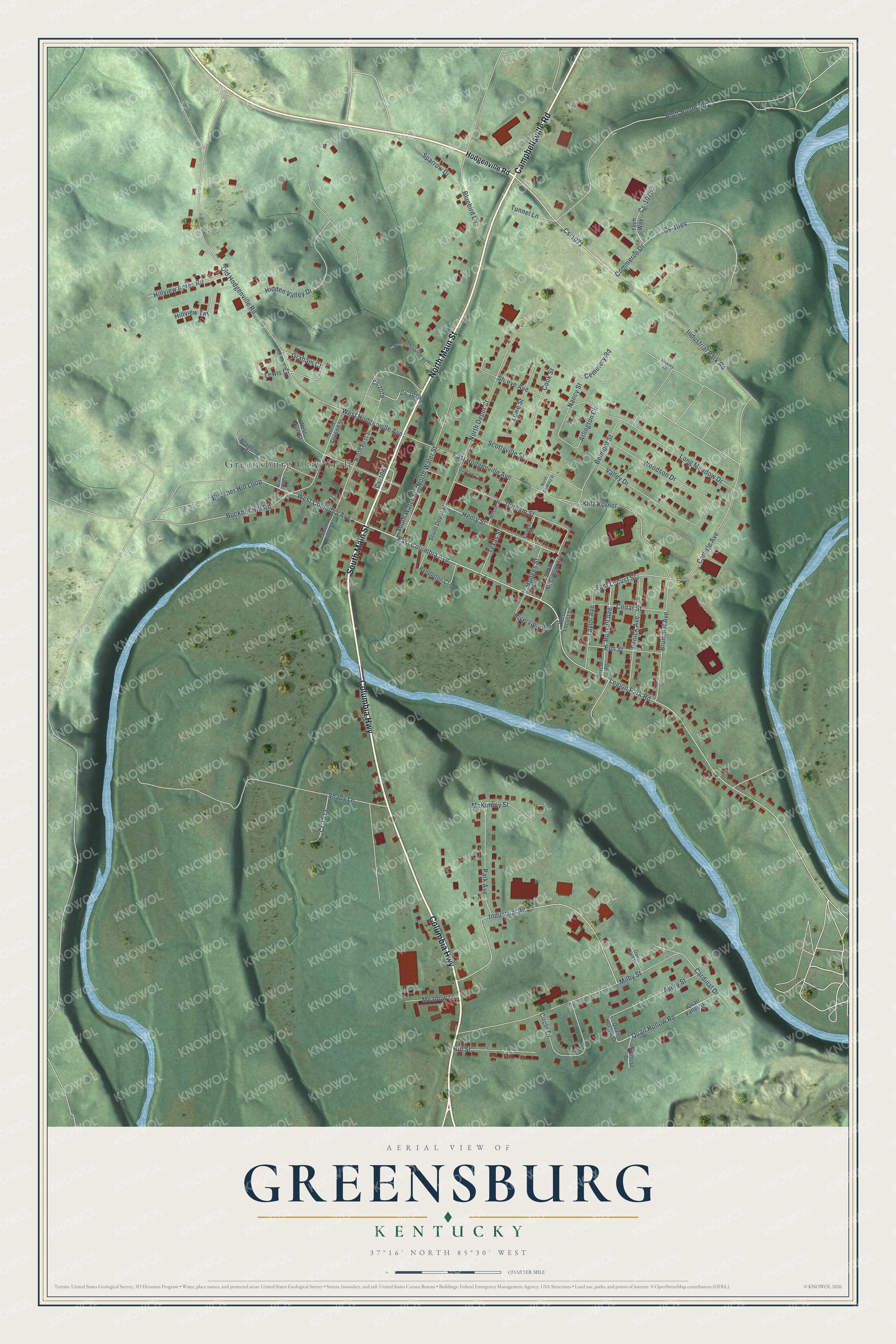 Watermarked full-map preview of Greensburg, Kentucky