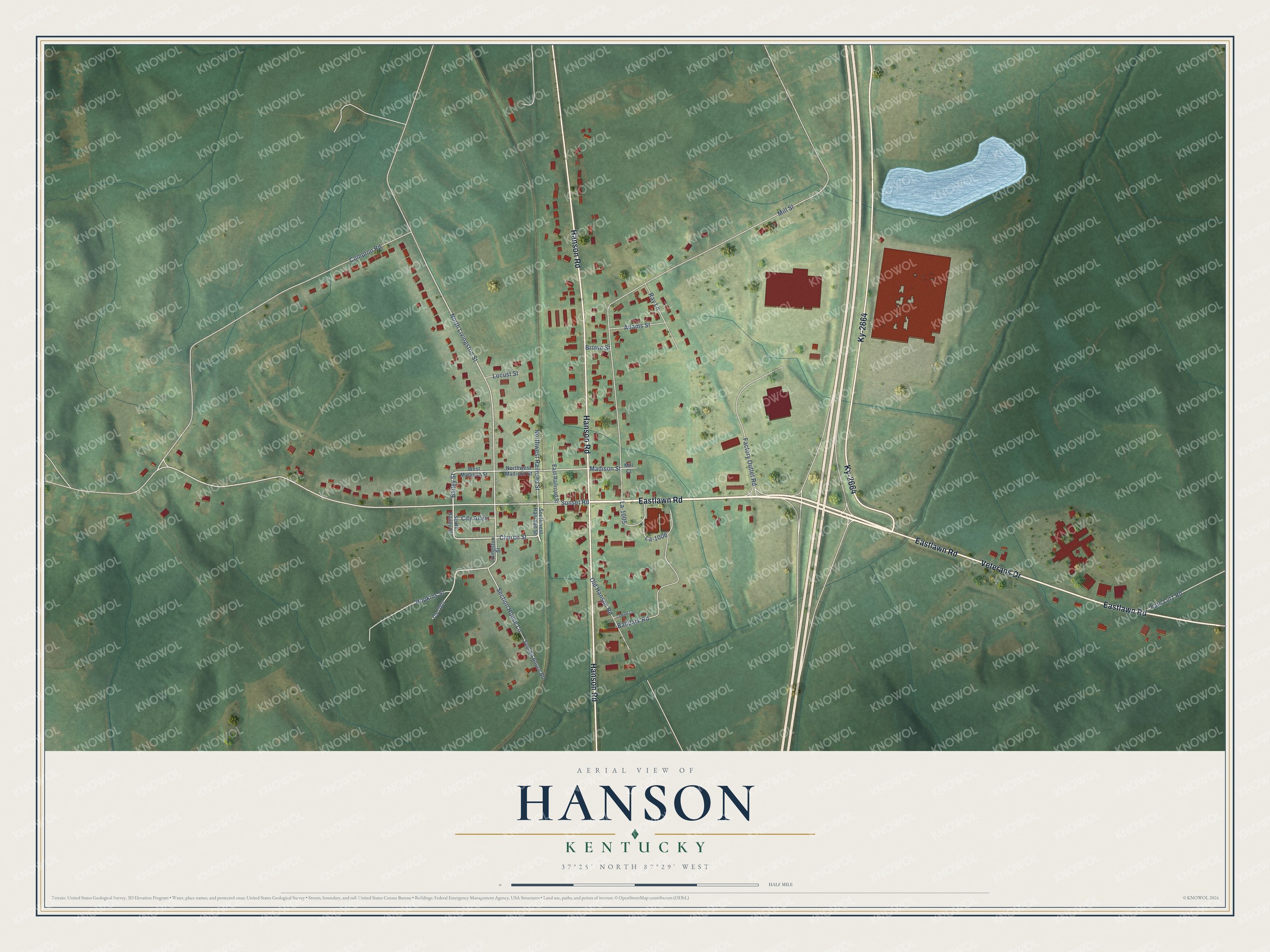 Watermarked full-map preview of Hanson, Kentucky