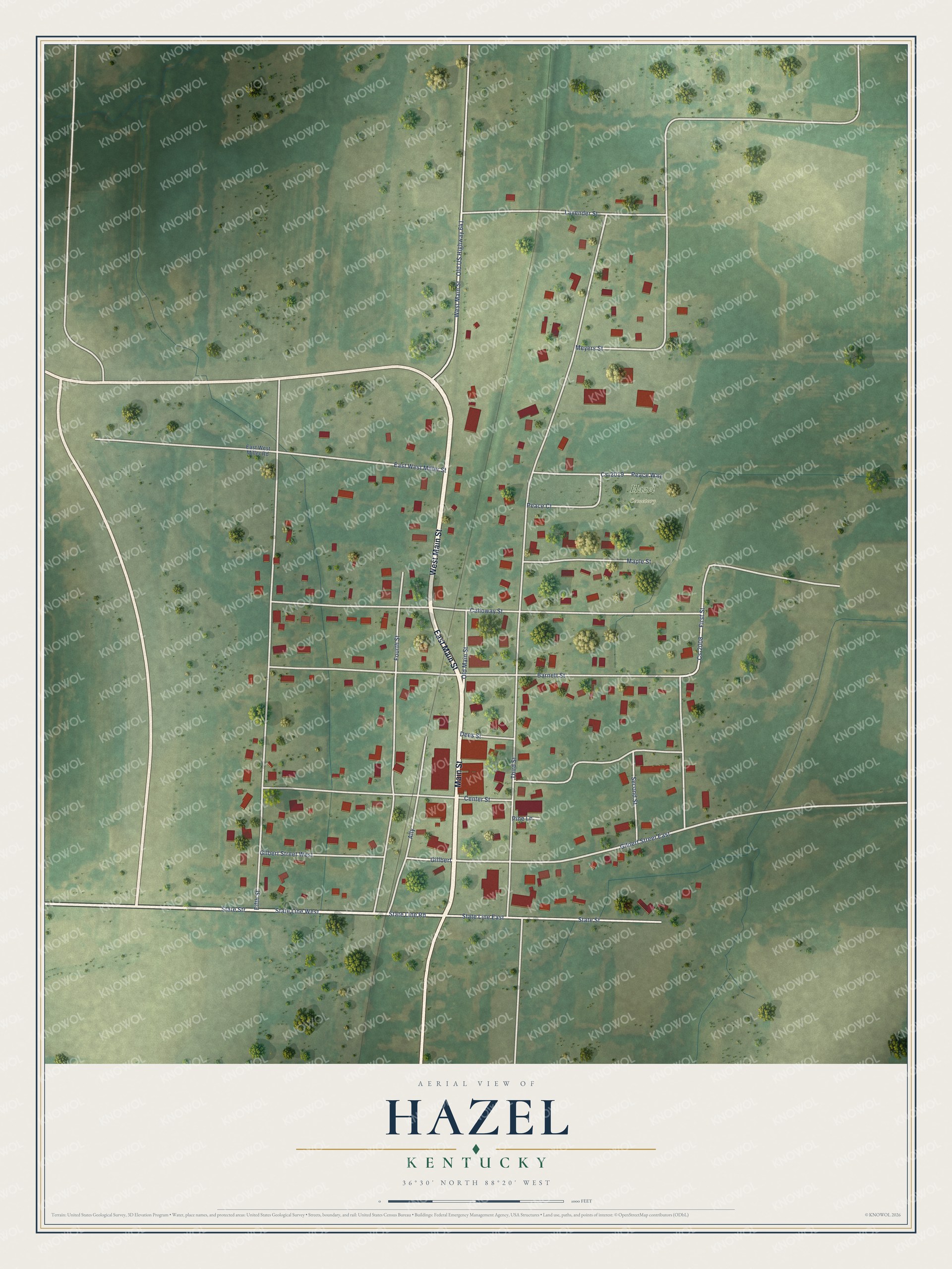 Watermarked full-map preview of Hazel, Kentucky