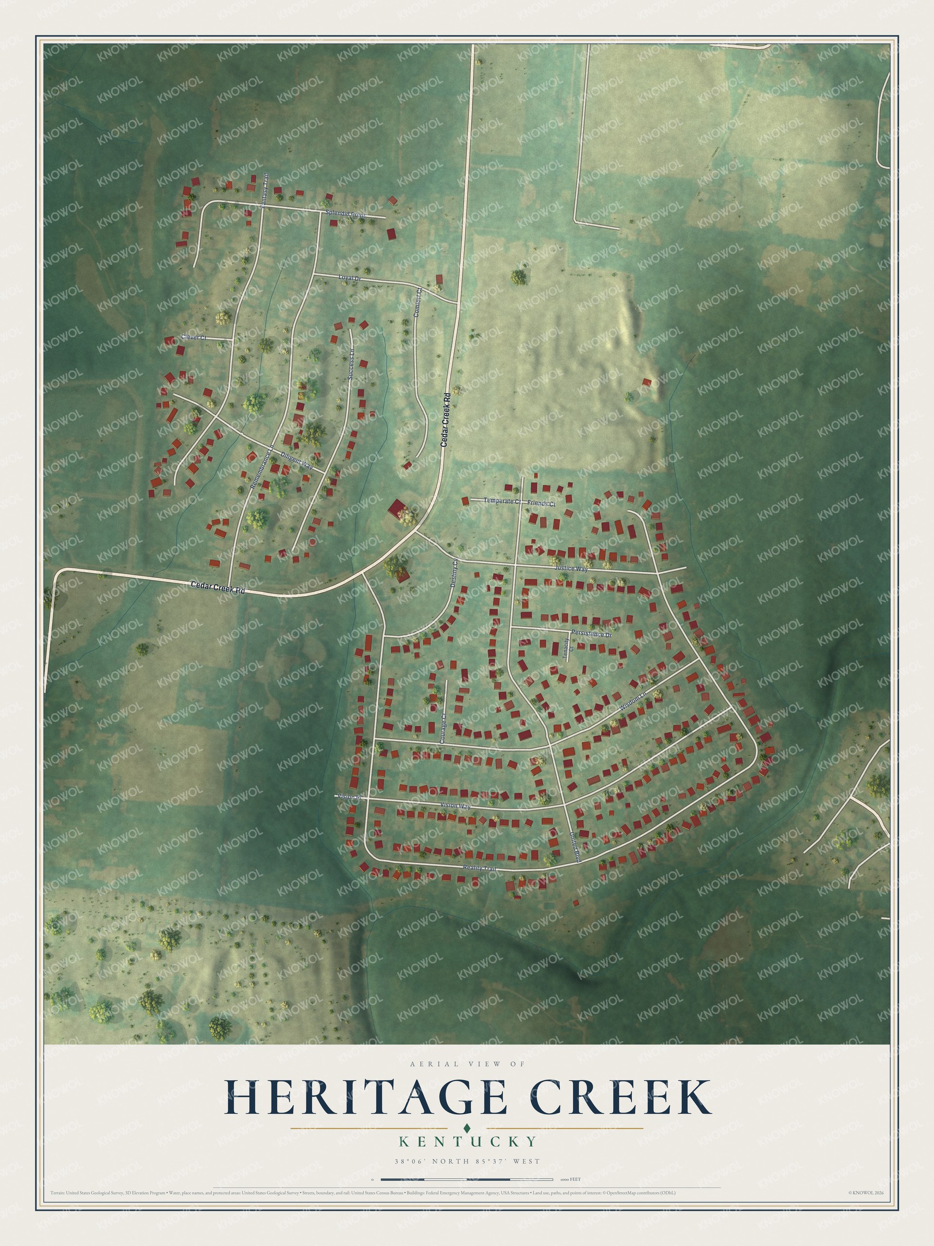 Watermarked full-map preview of Heritage Creek, Kentucky