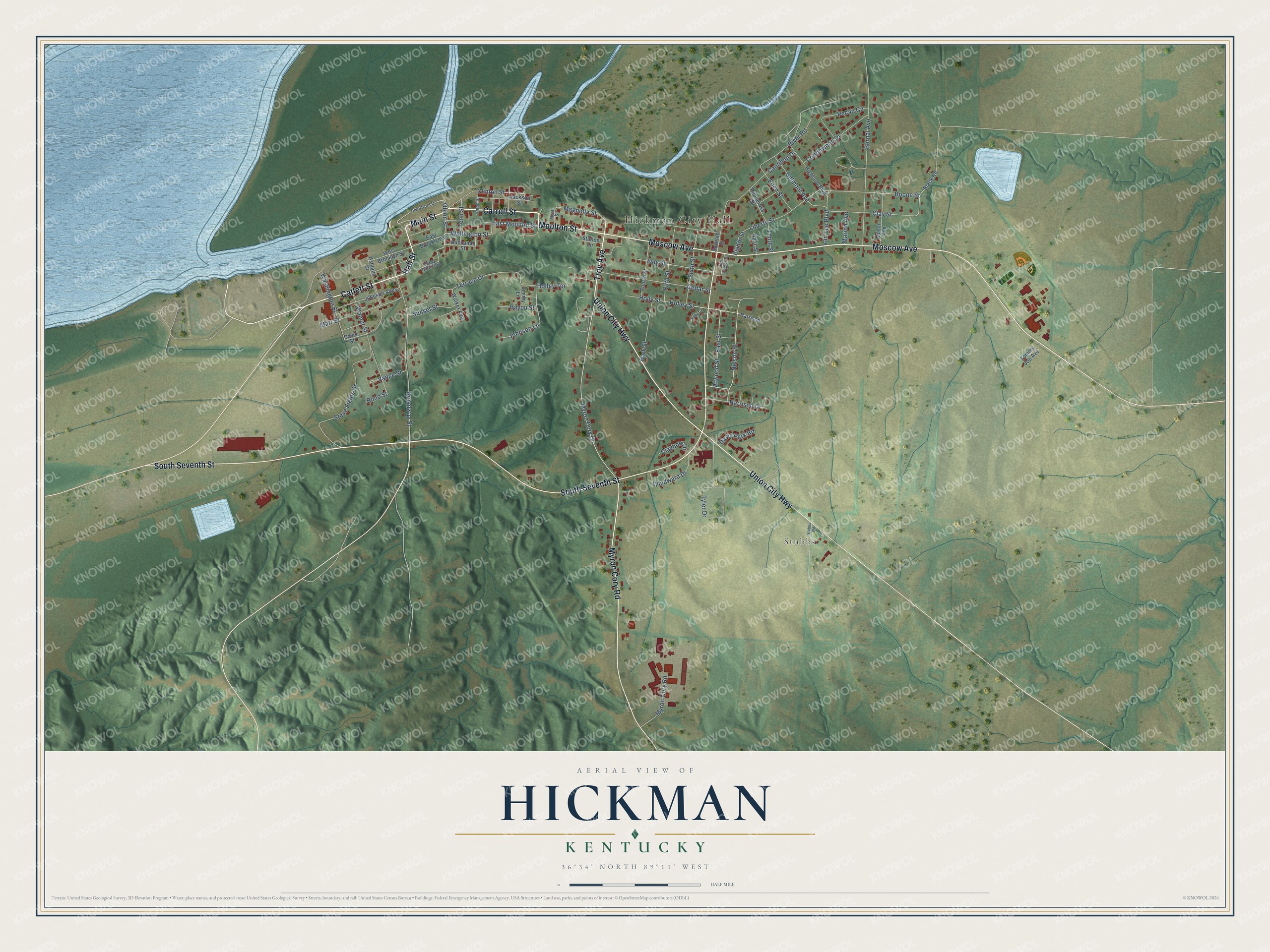 Watermarked full-map preview of Hickman, Kentucky