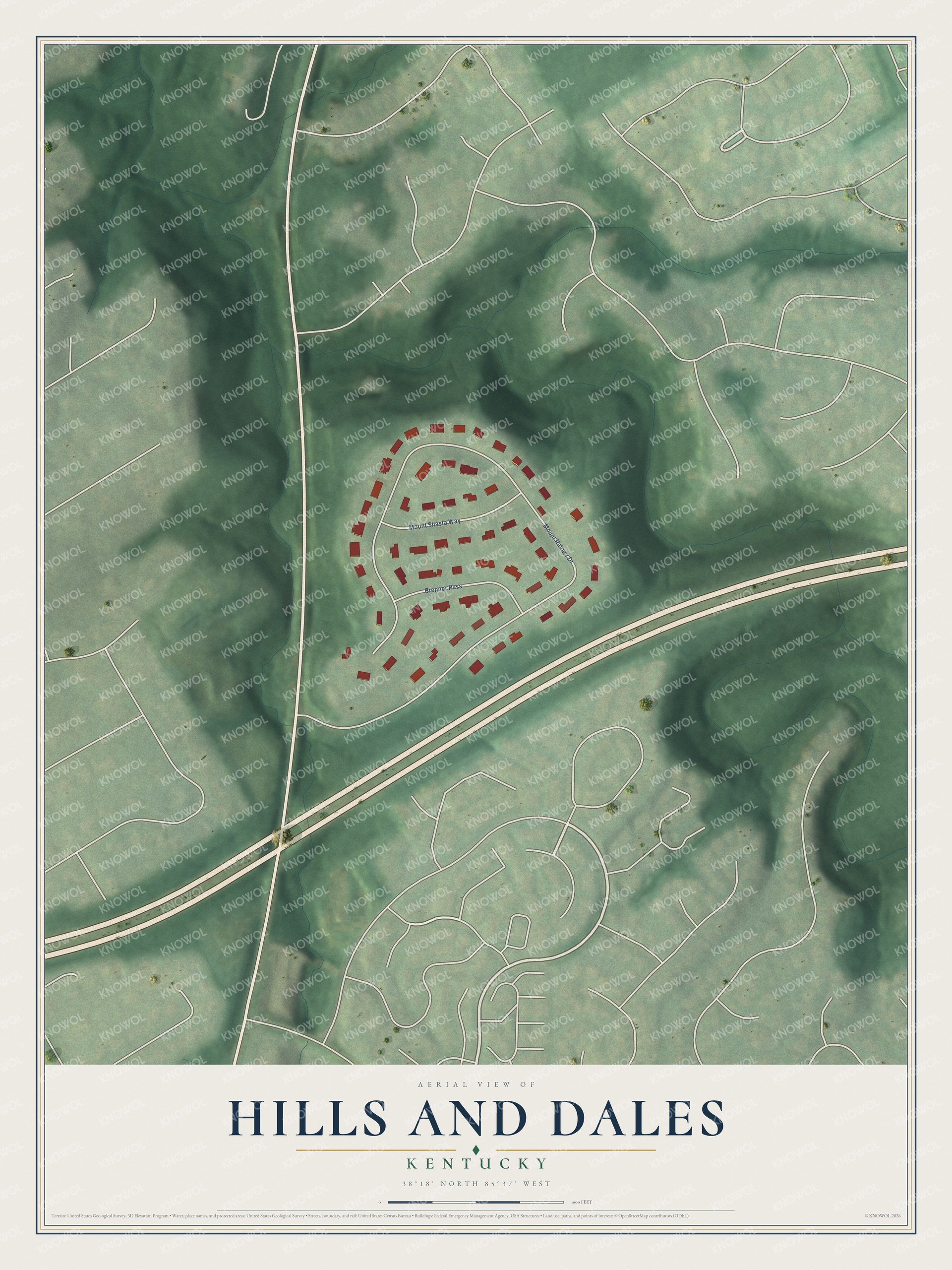 Watermarked full-map preview of Hills and Dales, Kentucky
