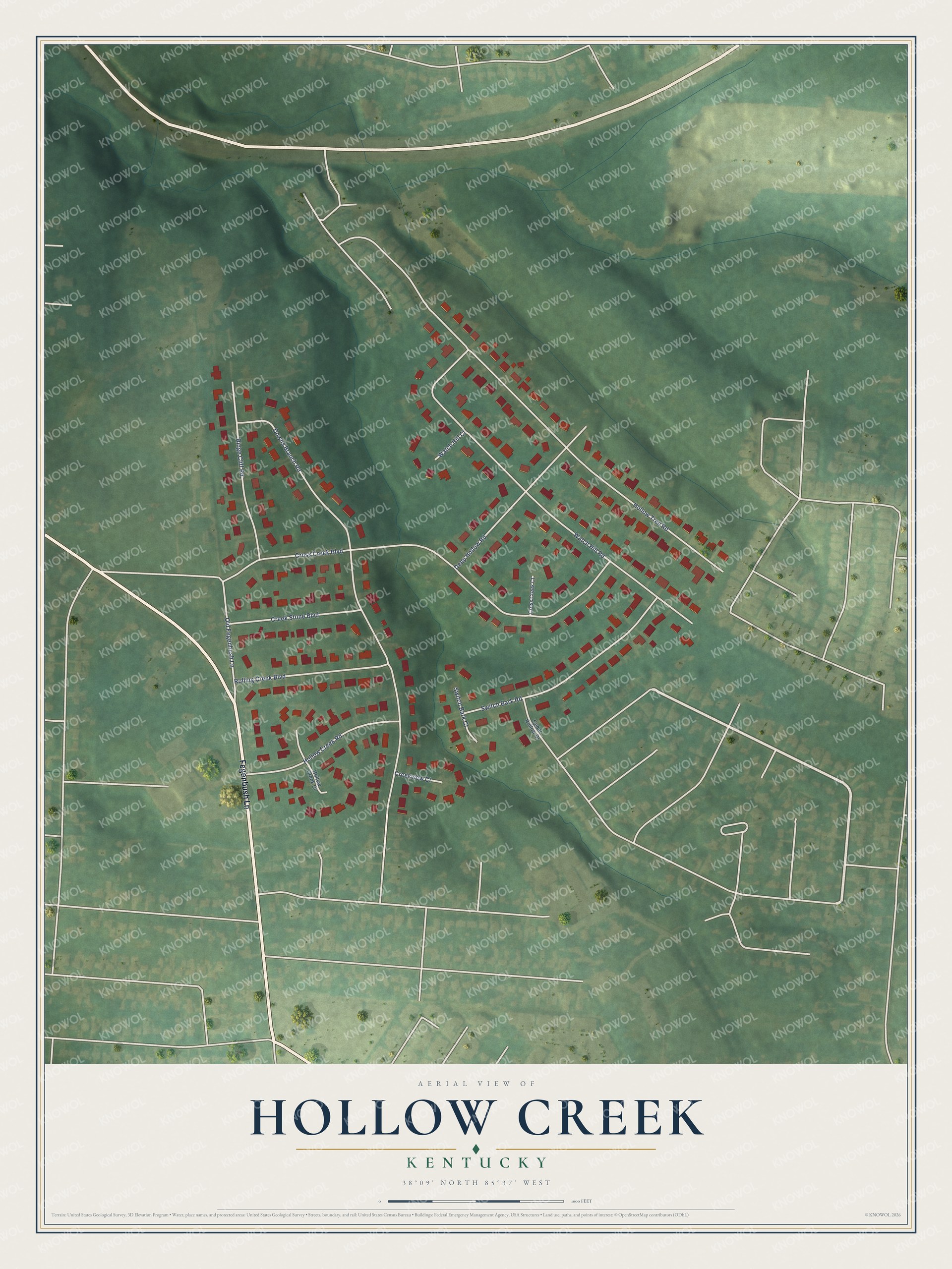 Watermarked full-map preview of Hollow Creek, Kentucky