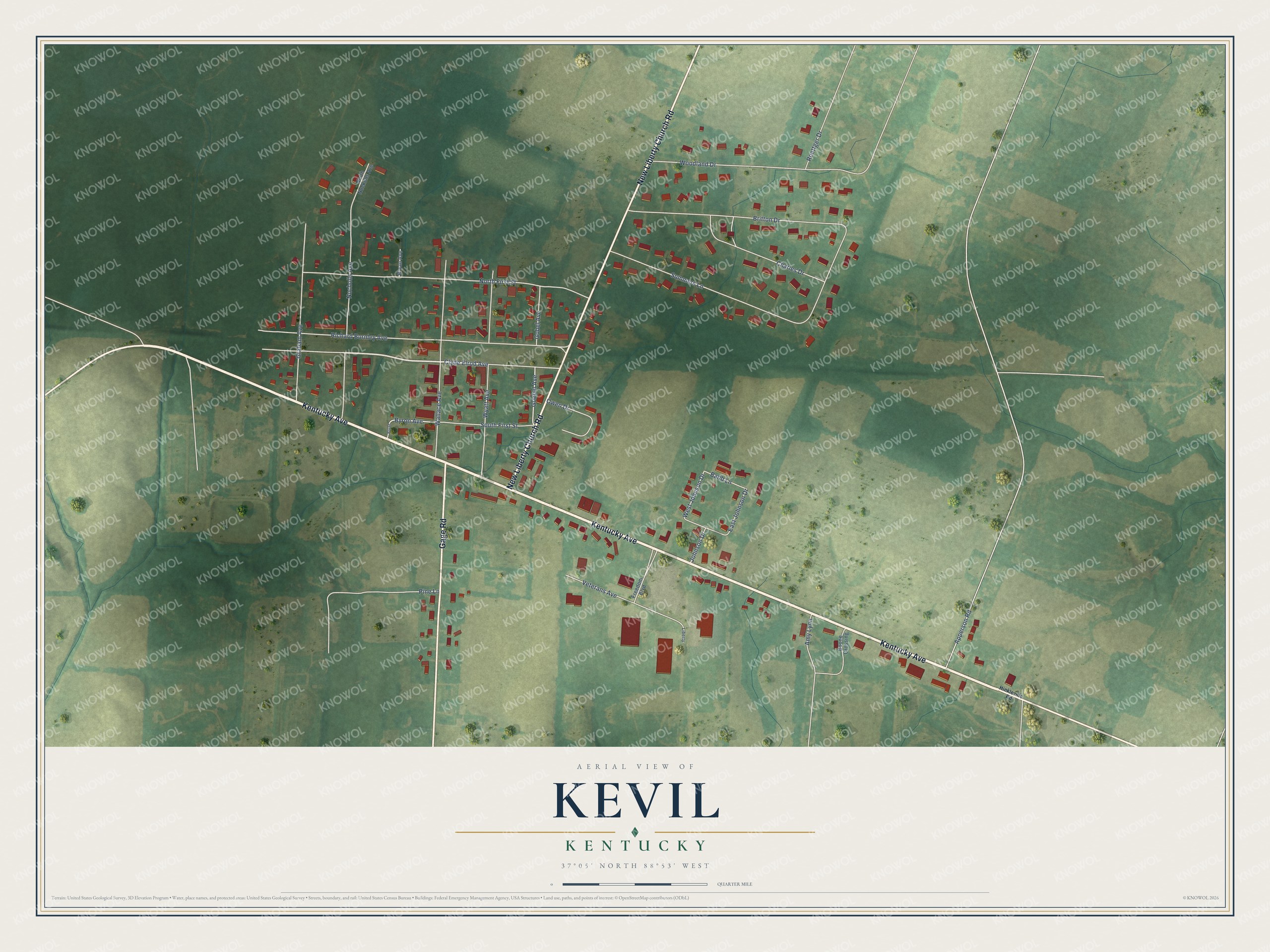 Watermarked full-map preview of Kevil, Kentucky