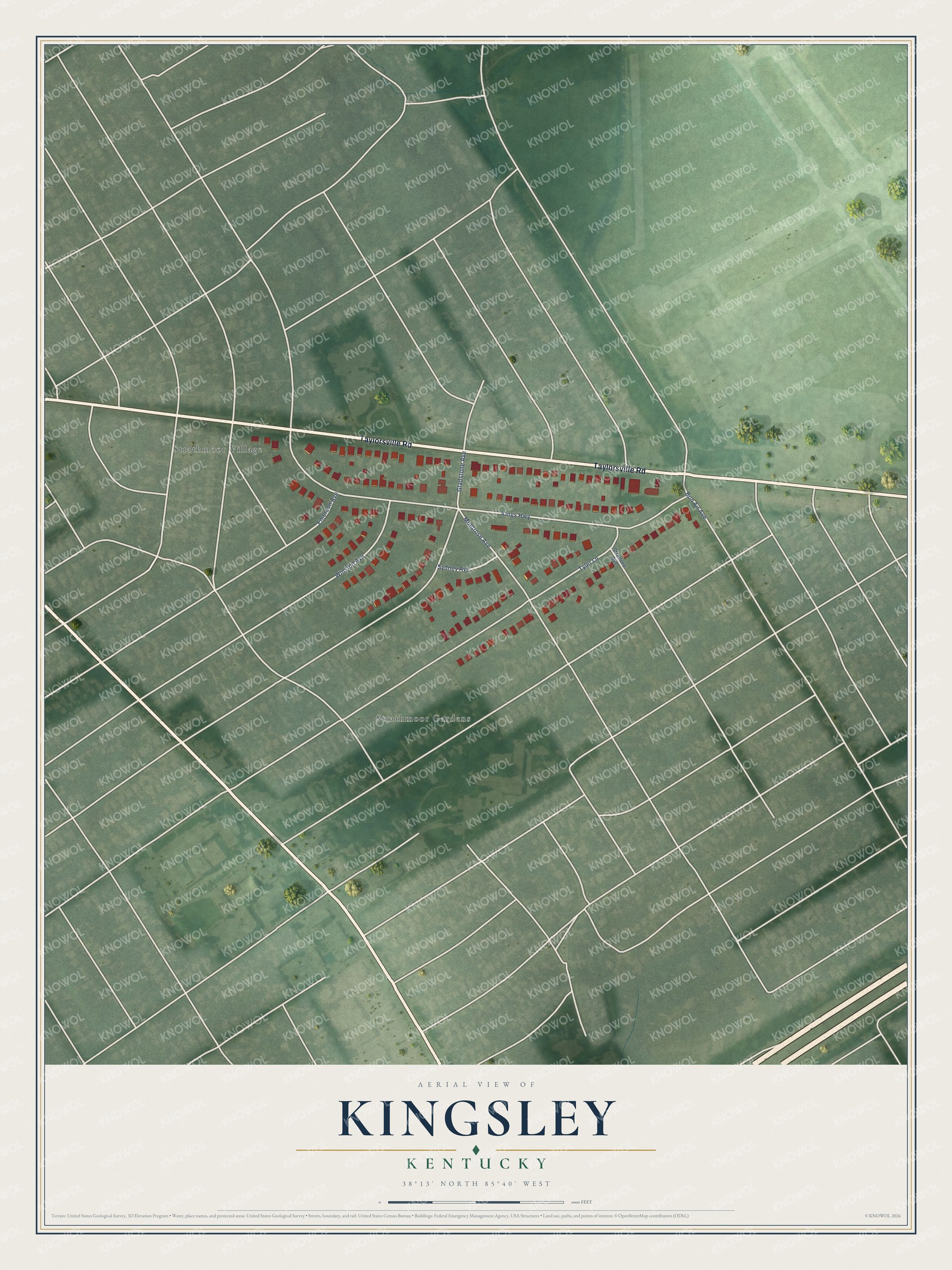 Watermarked full-map preview of Kingsley, Kentucky
