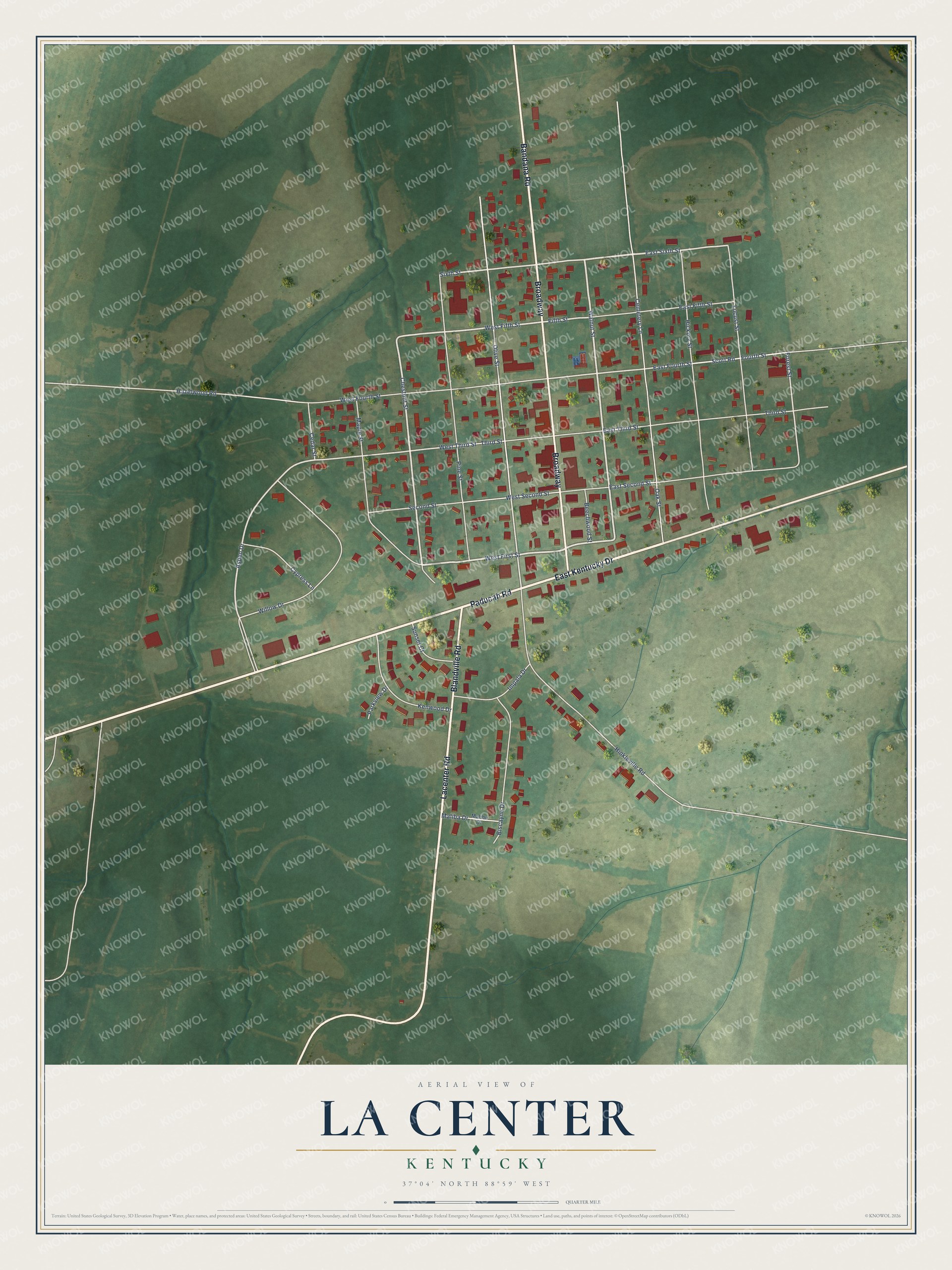 Watermarked full-map preview of La Center, Kentucky