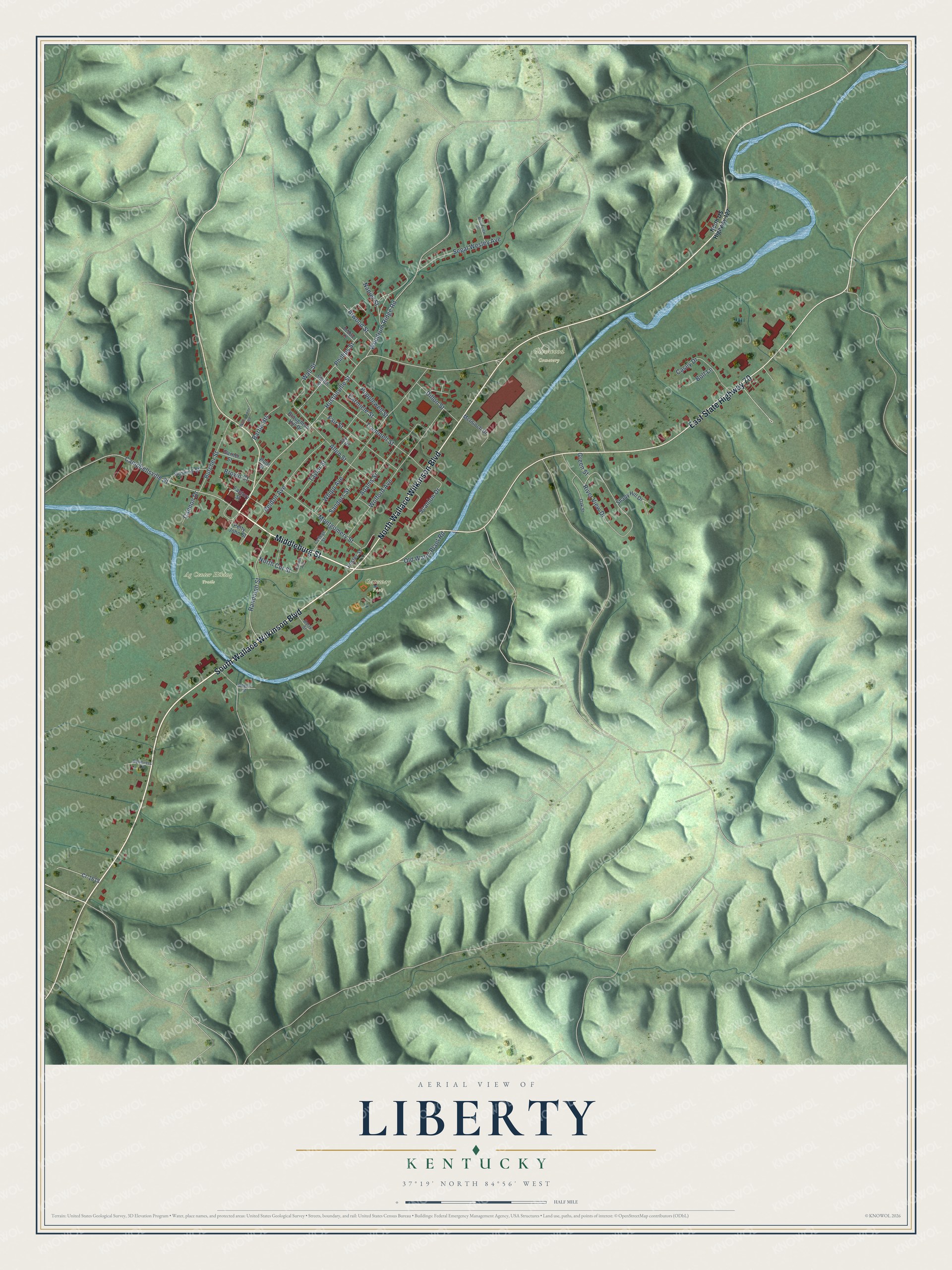 Watermarked full-map preview of Liberty, Kentucky