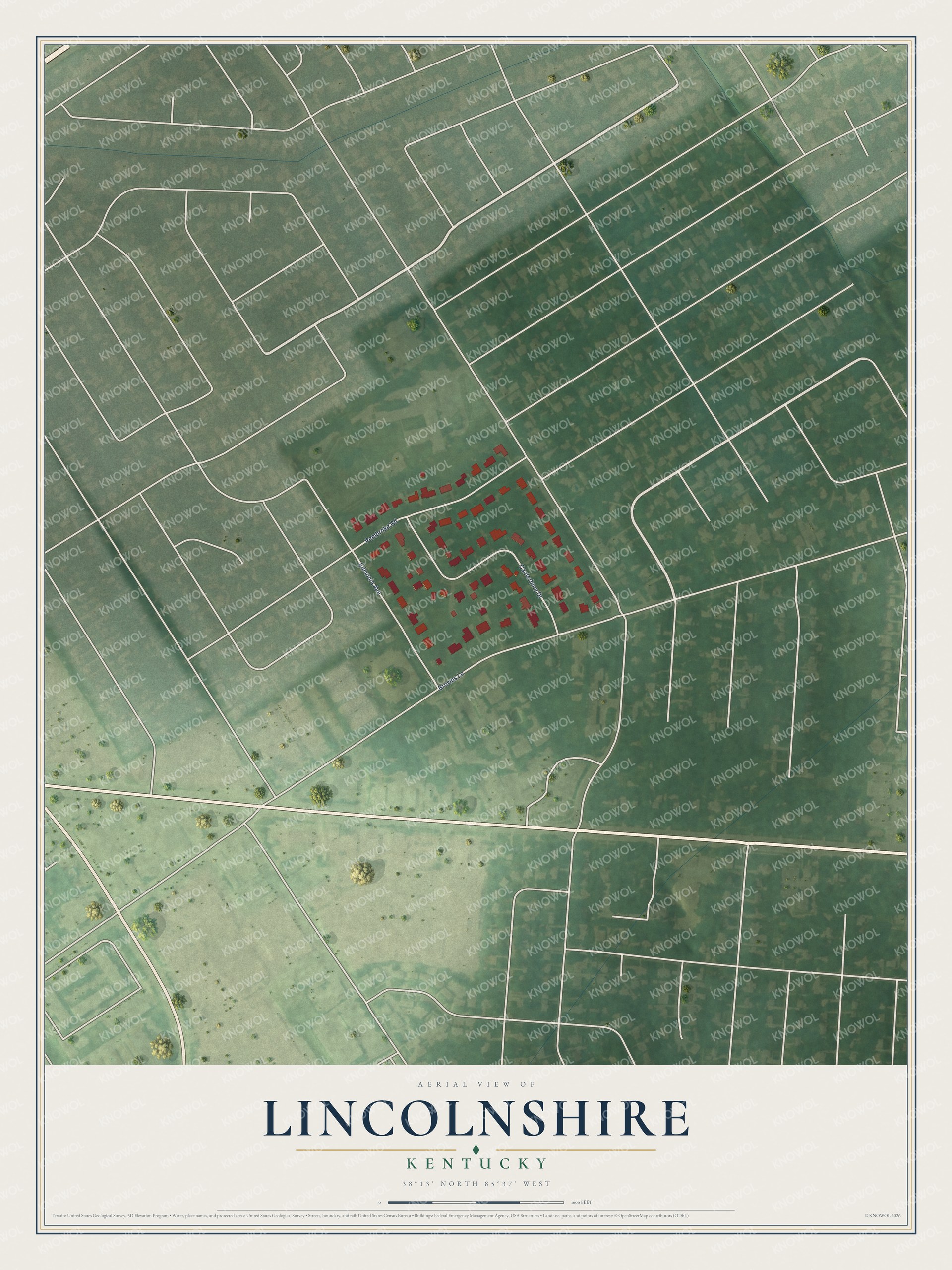 Watermarked full-map preview of Lincolnshire, Kentucky