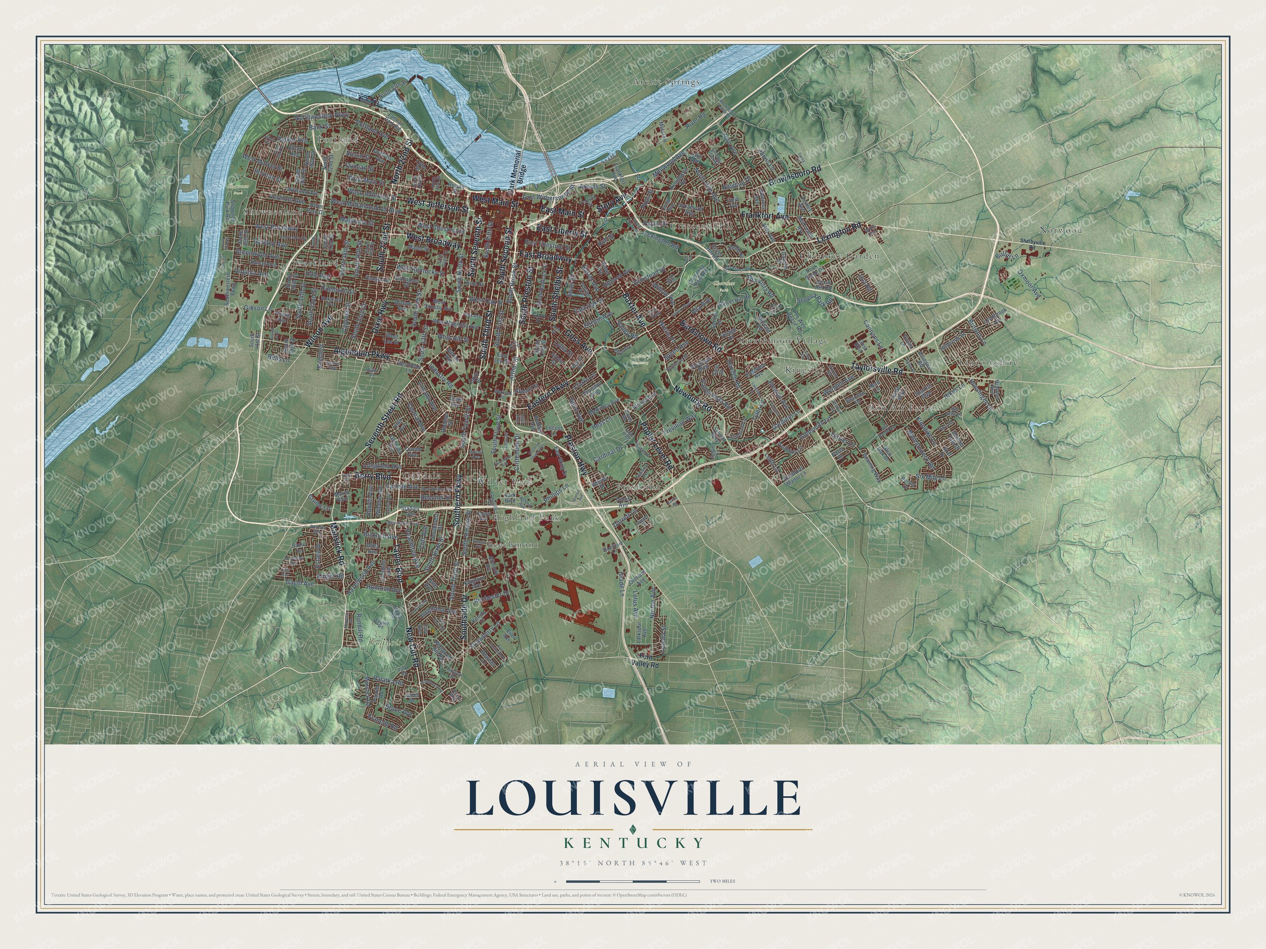 Watermarked full-map preview of Louisville, Kentucky