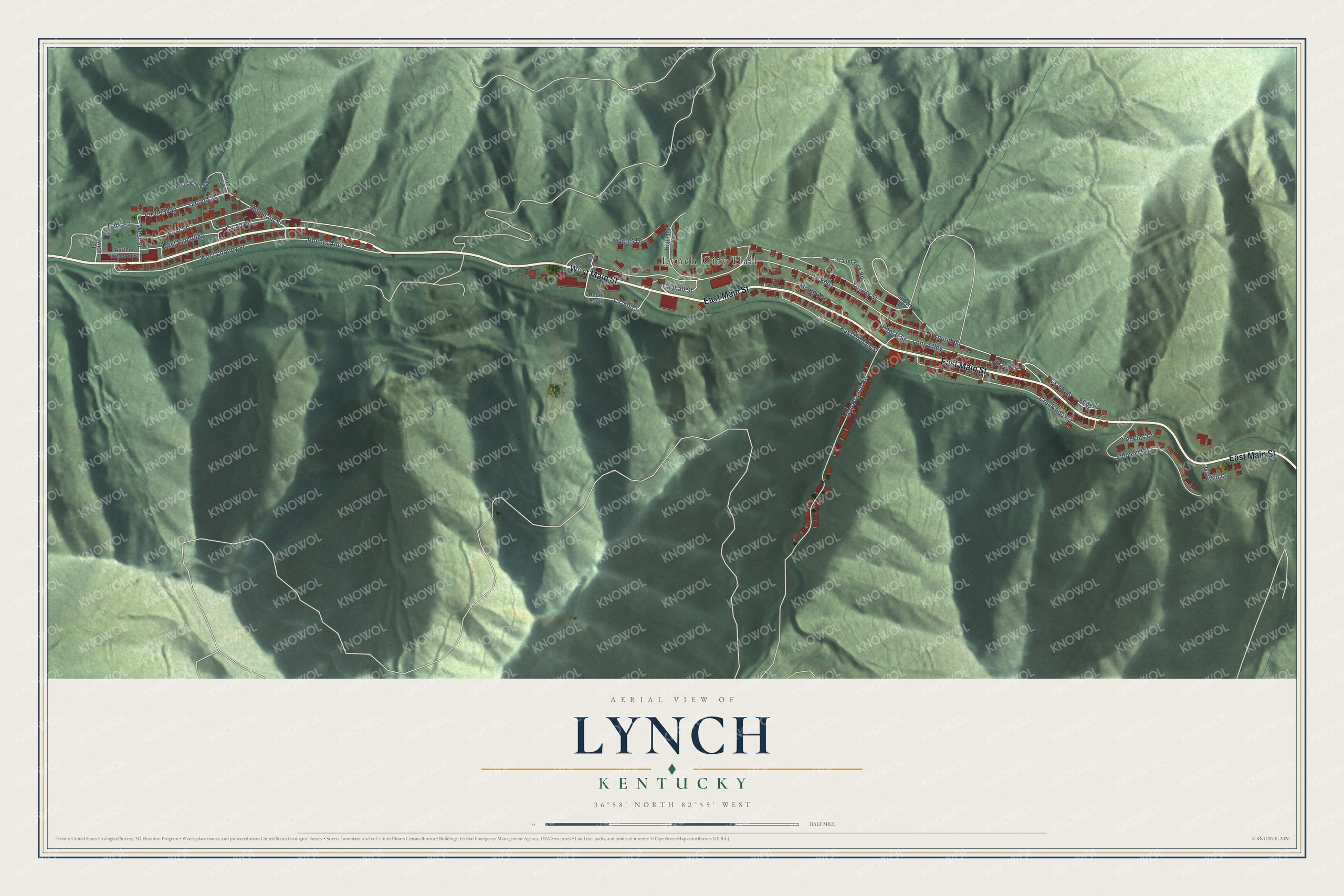 Watermarked full-map preview of Lynch, Kentucky