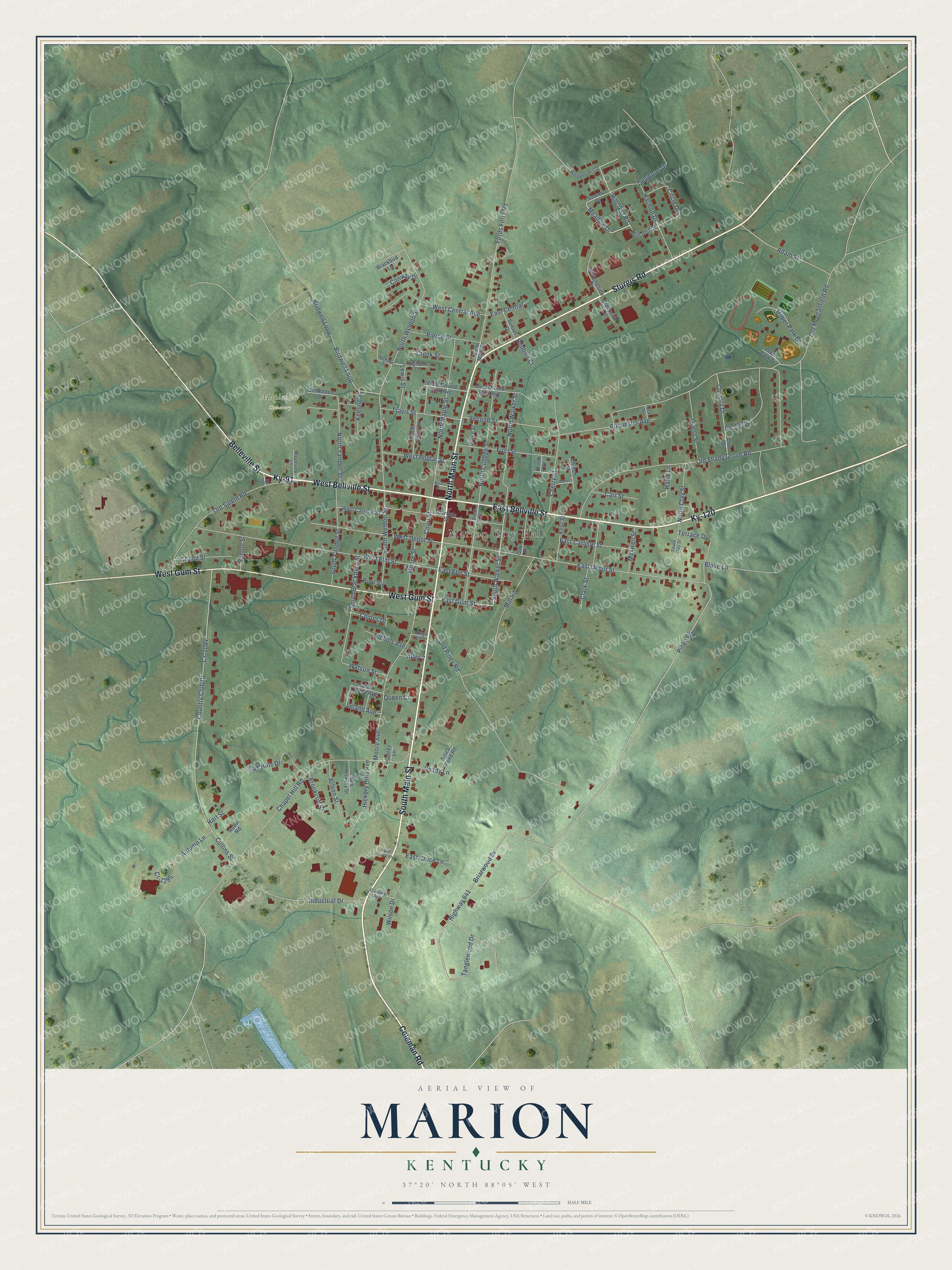Watermarked full-map preview of Marion, Kentucky