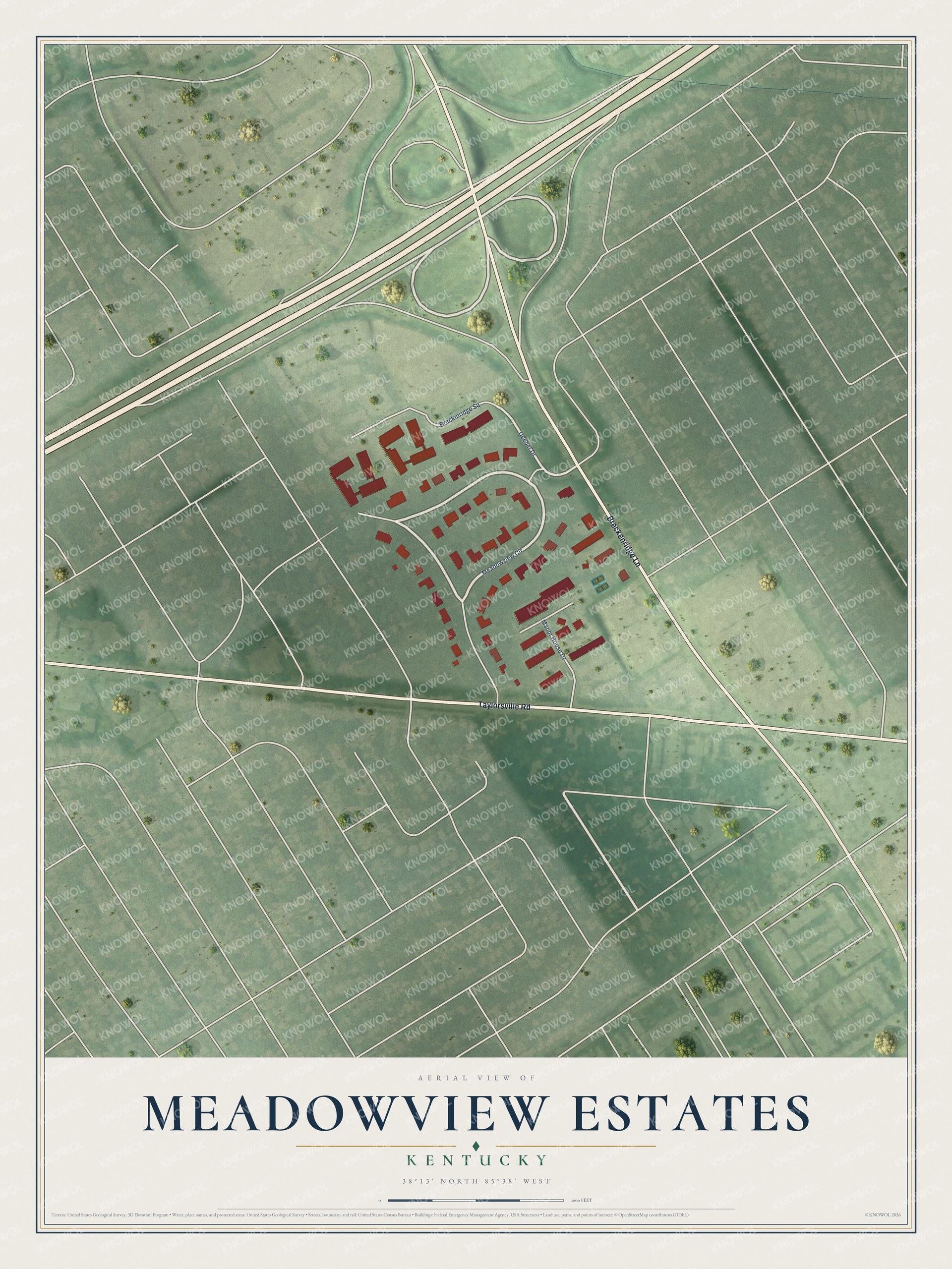 Watermarked full-map preview of Meadowview Estates, Kentucky