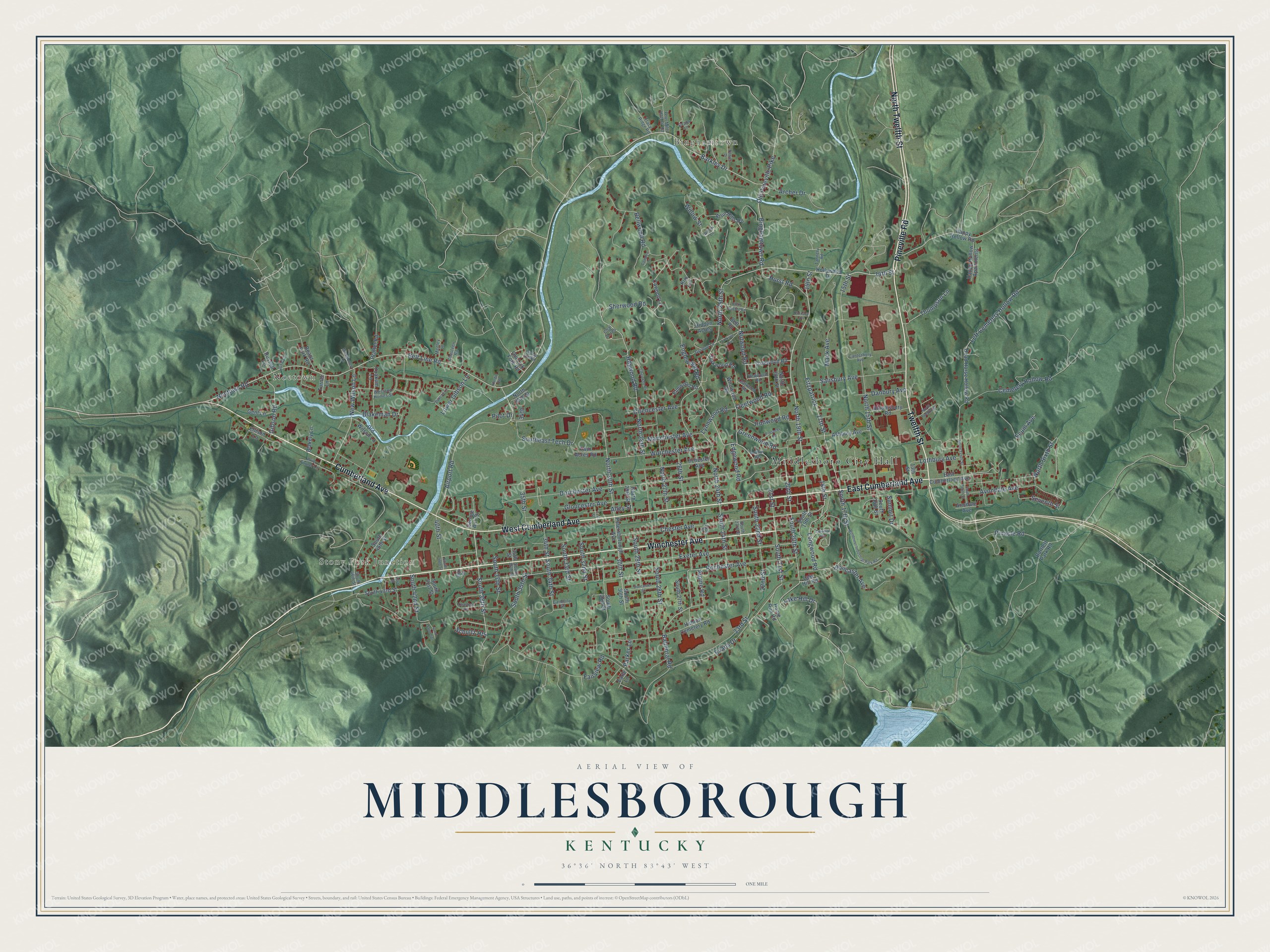 Watermarked full-map preview of Middlesborough, Kentucky
