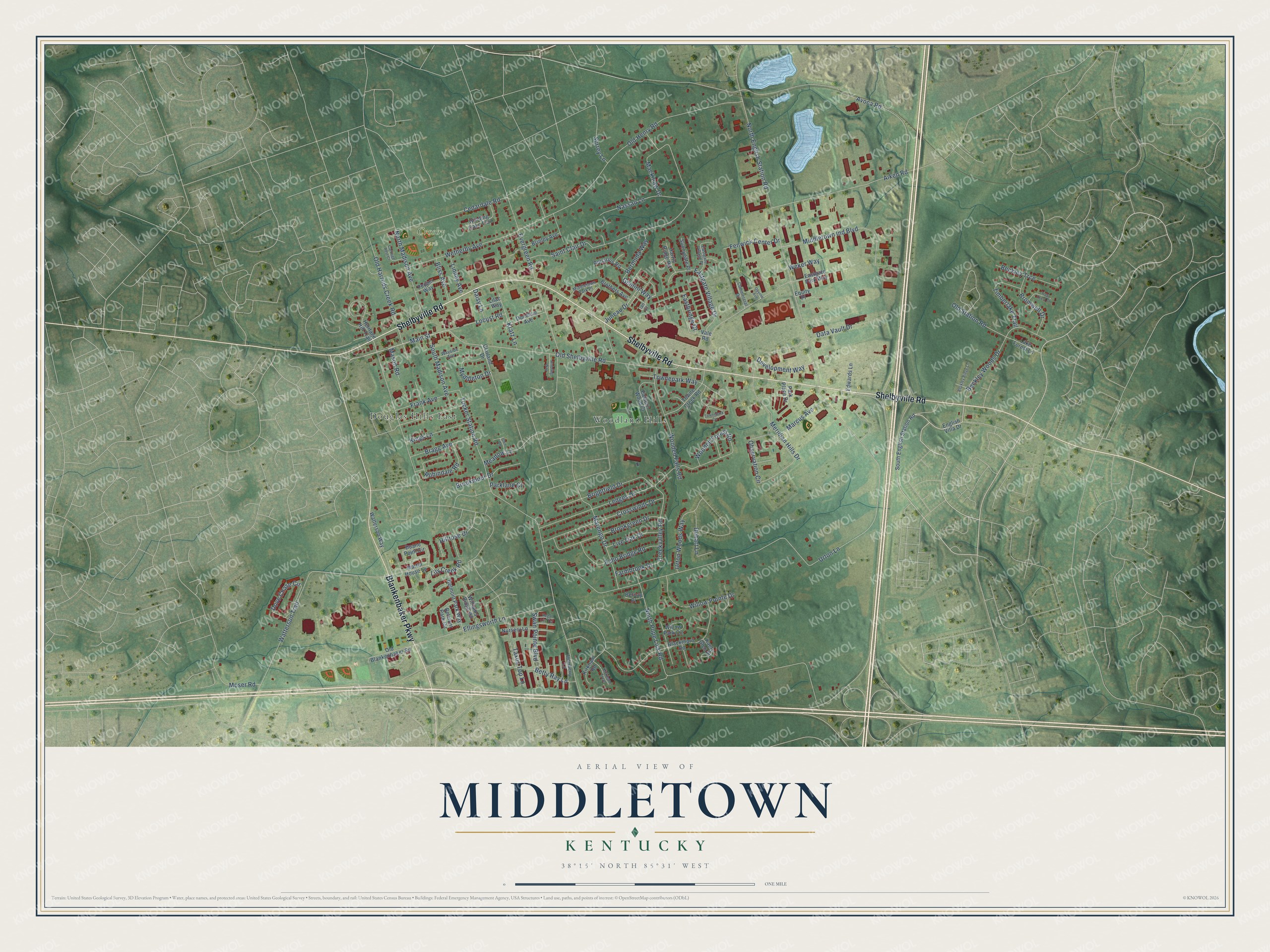 Watermarked full-map preview of Middletown, Kentucky