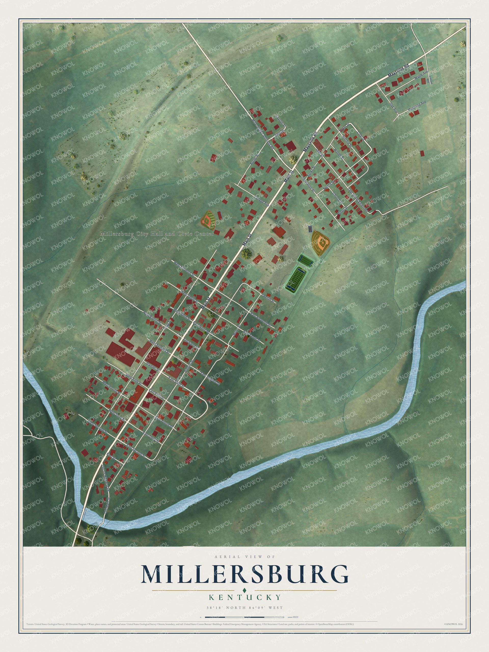 Watermarked full-map preview of Millersburg, Kentucky