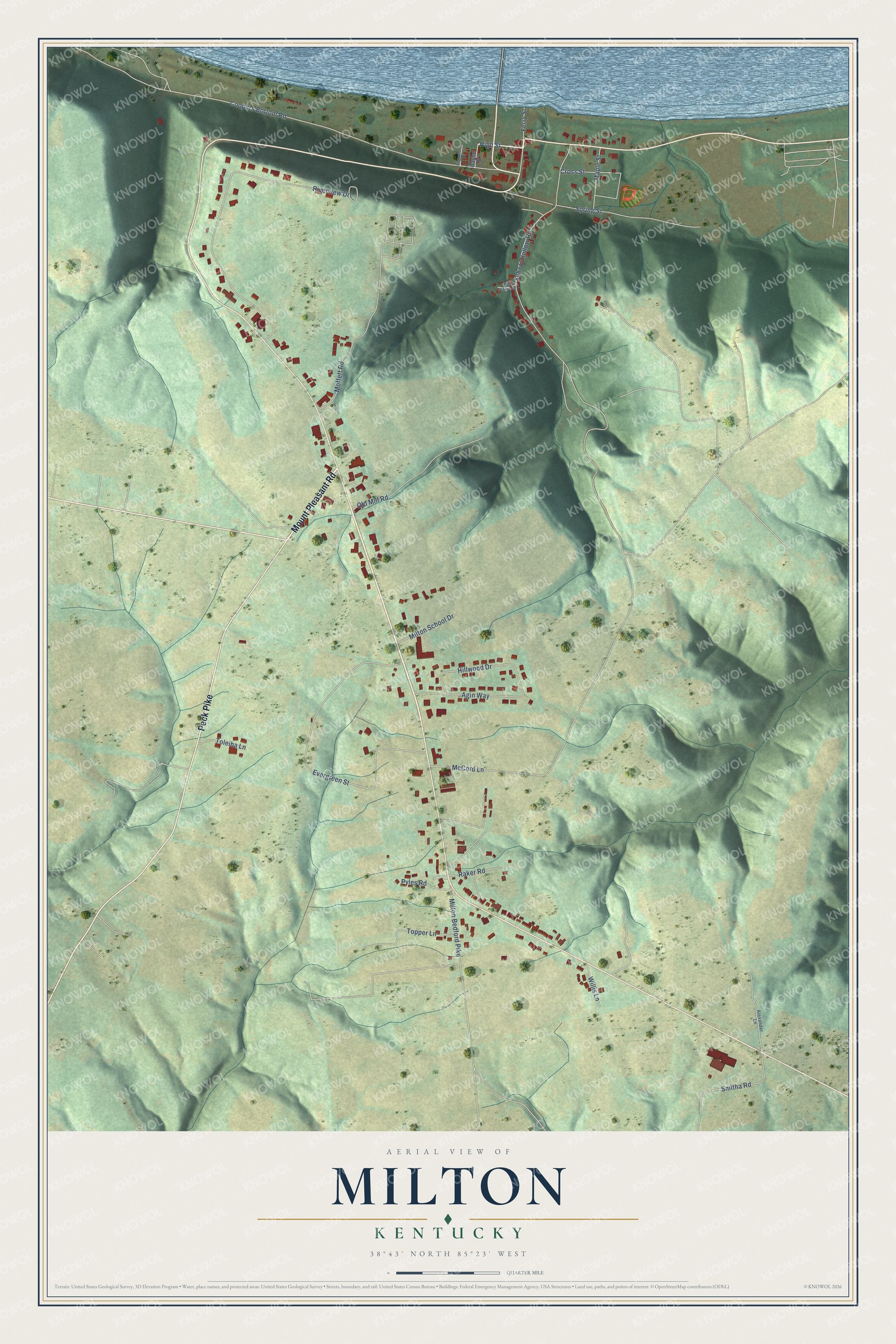 Watermarked full-map preview of Milton, Kentucky