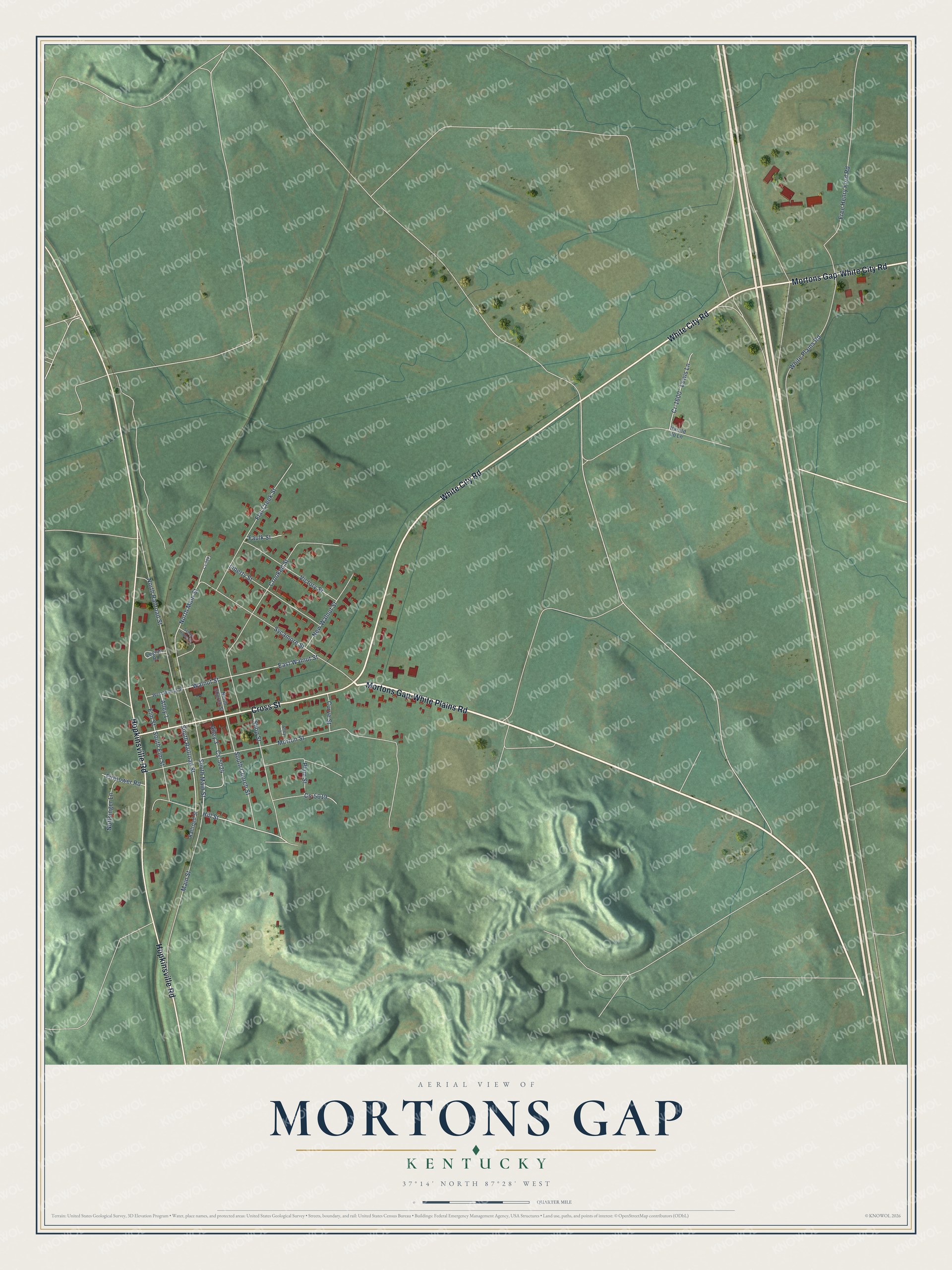 Watermarked full-map preview of Mortons Gap, Kentucky