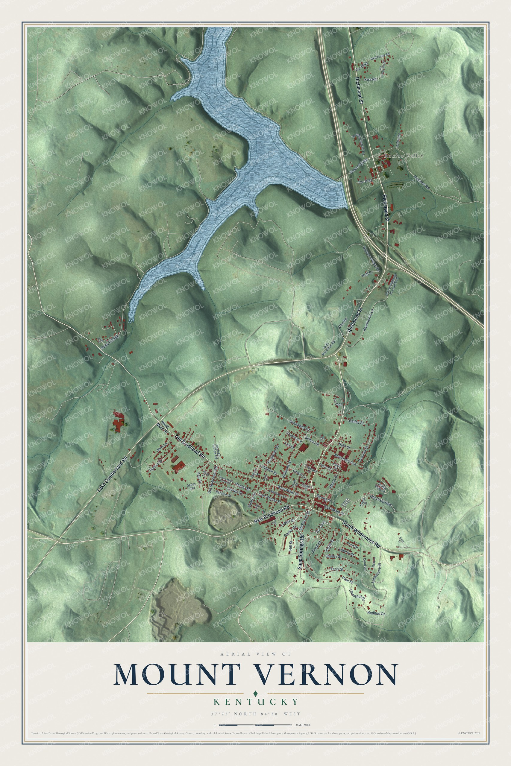 Watermarked full-map preview of Mount Vernon, Kentucky