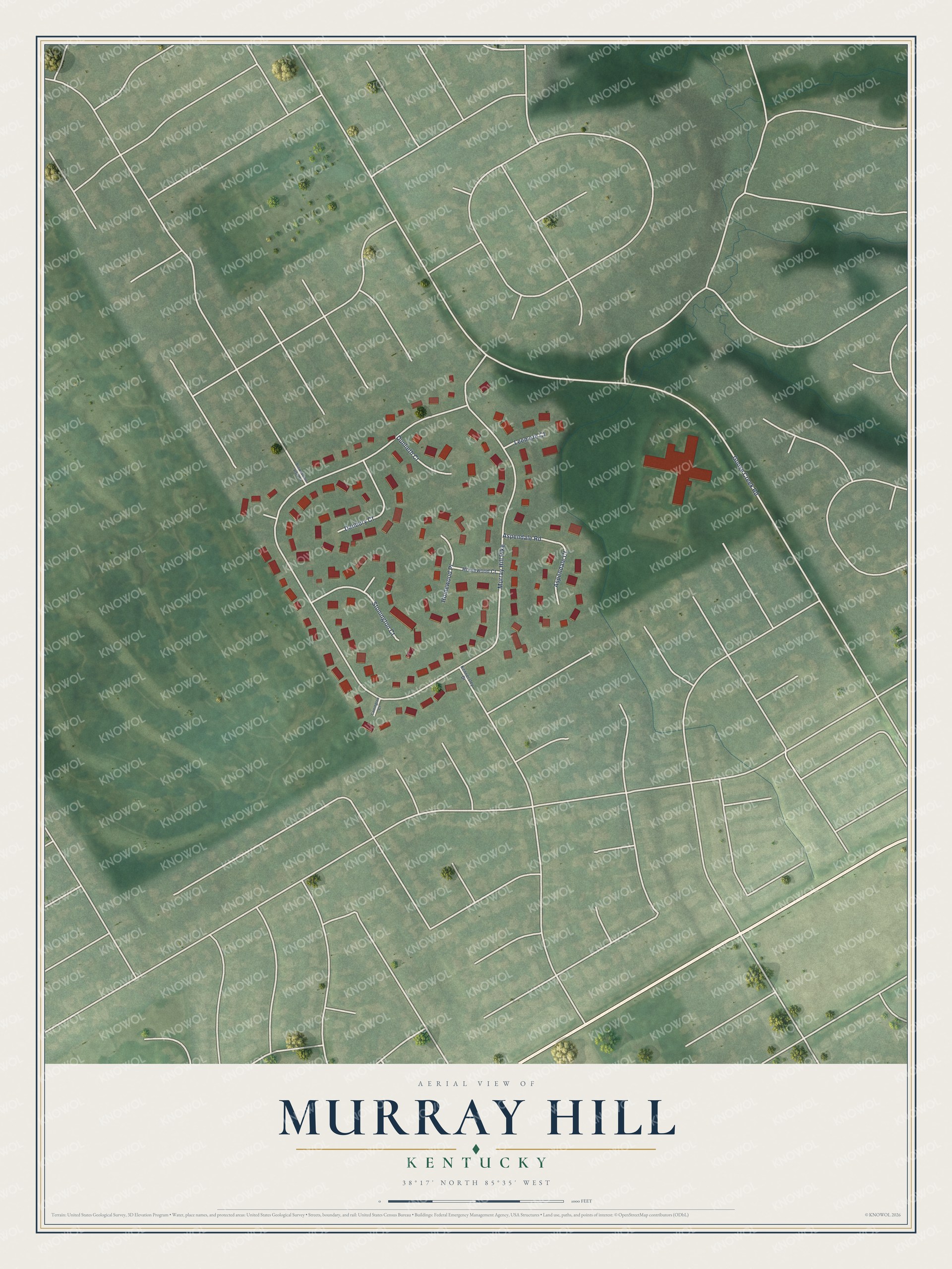 Watermarked full-map preview of Murray Hill, Kentucky