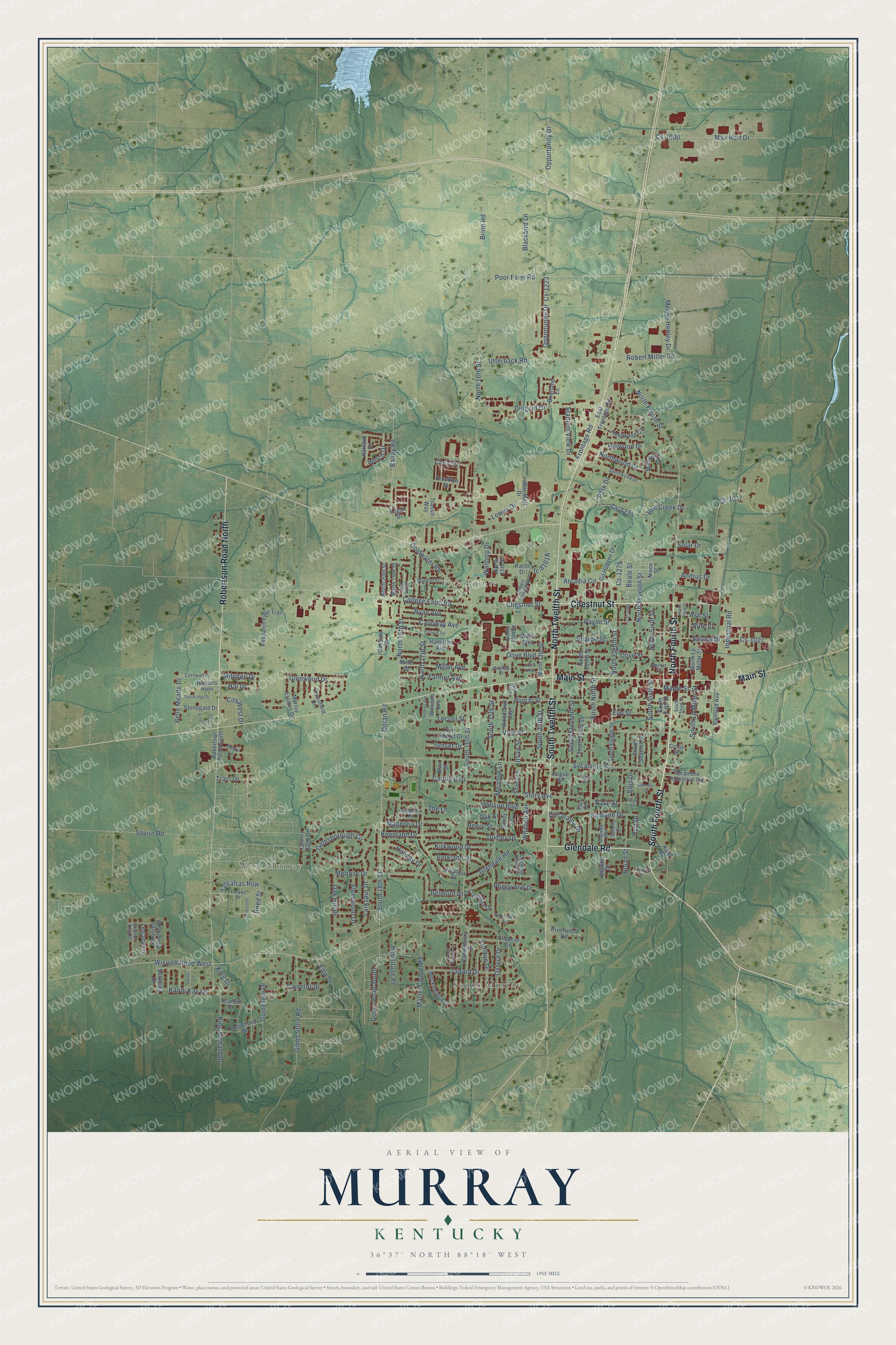 Watermarked full-map preview of Murray, Kentucky