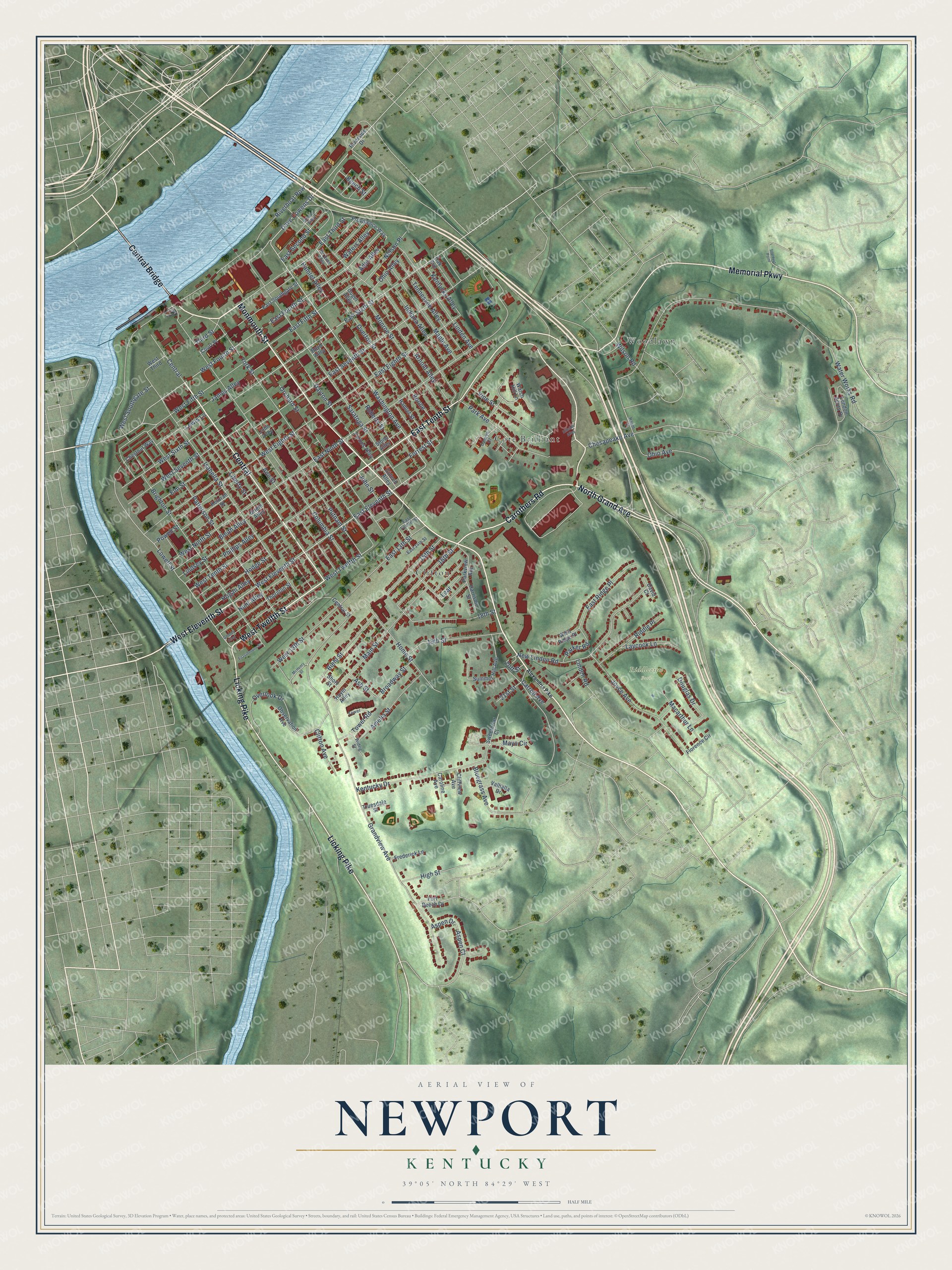 Watermarked full-map preview of Newport, Kentucky