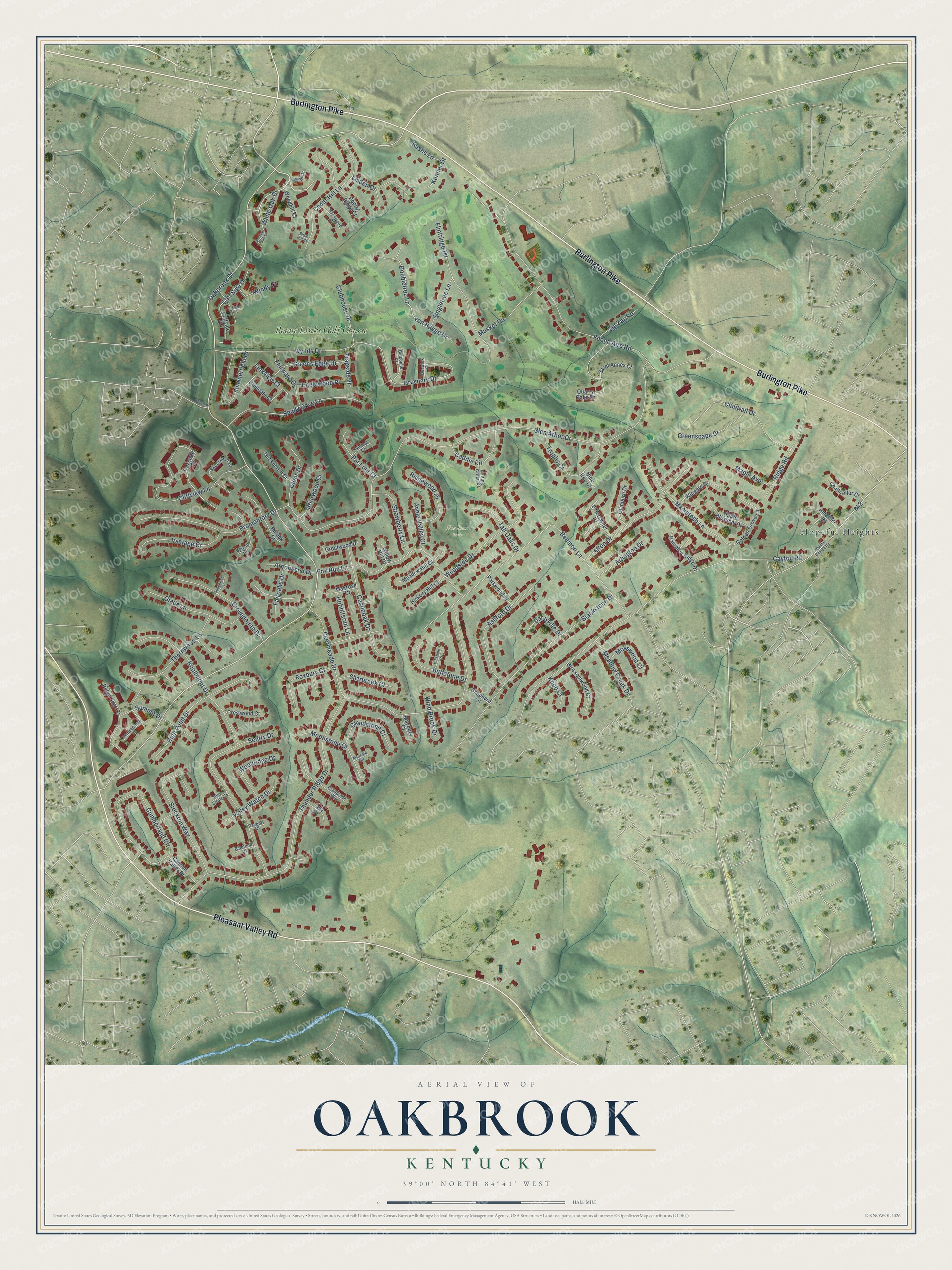 Watermarked full-map preview of Oakbrook, Kentucky