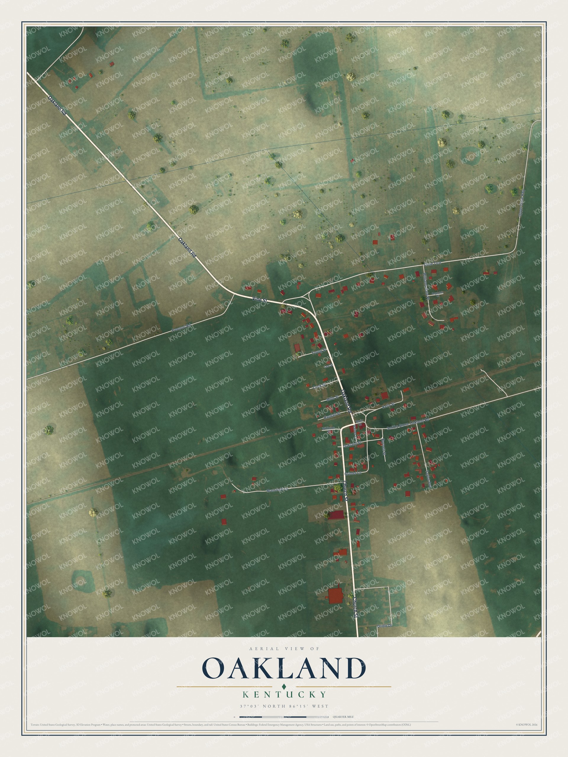 Watermarked full-map preview of Oakland, Kentucky