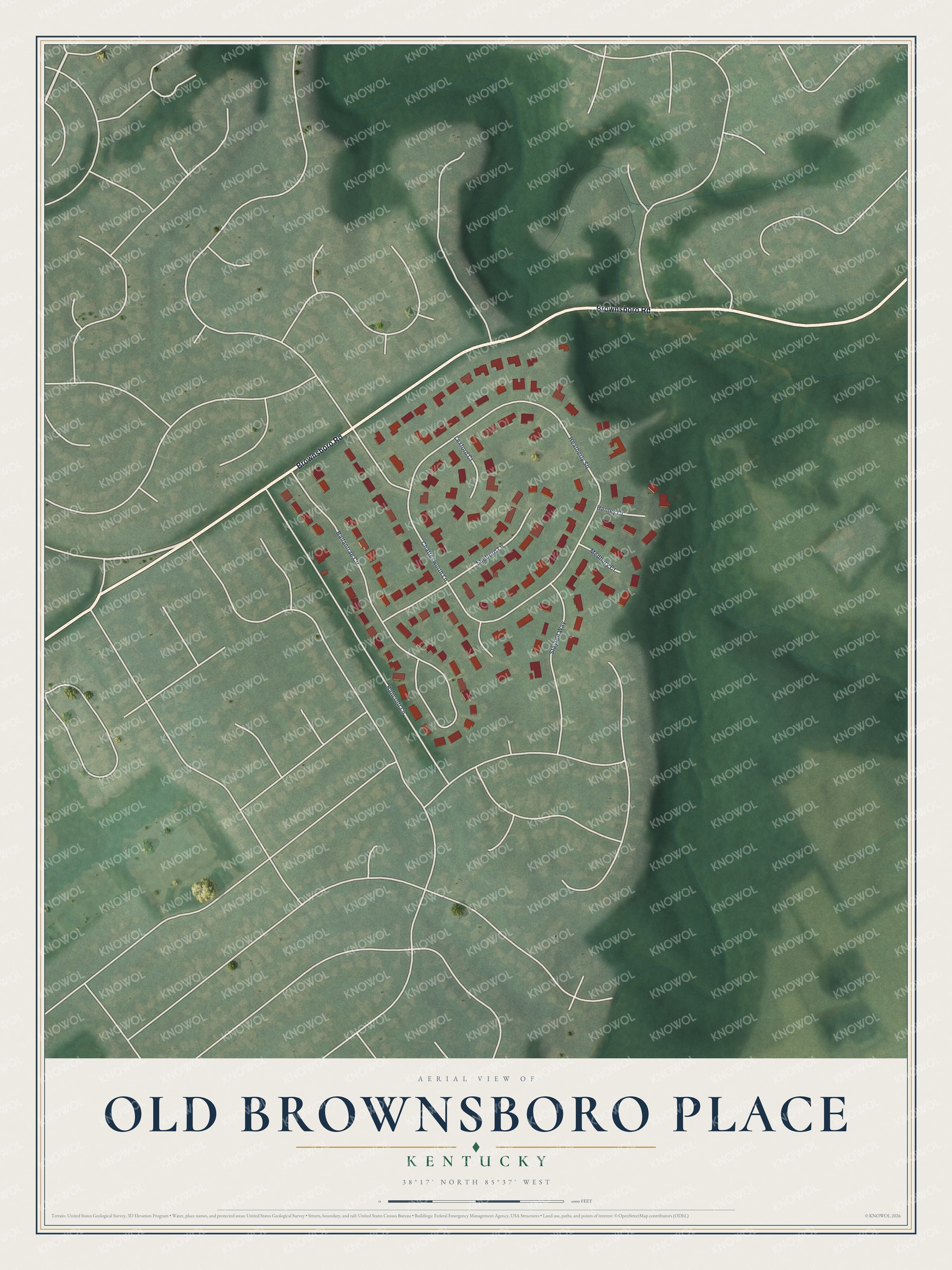 Watermarked full-map preview of Old Brownsboro Place, Kentucky