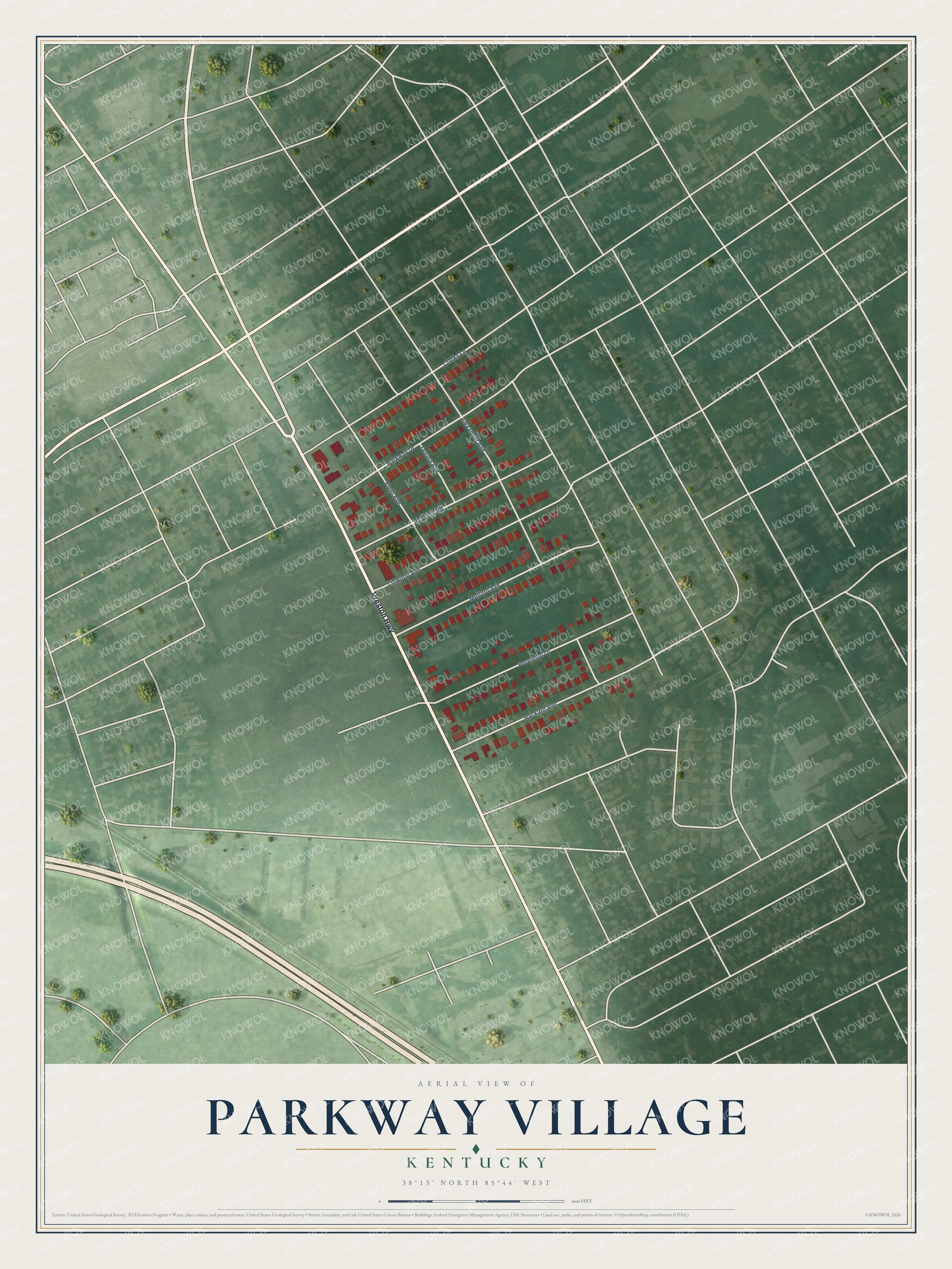 Watermarked full-map preview of Parkway Village, Kentucky