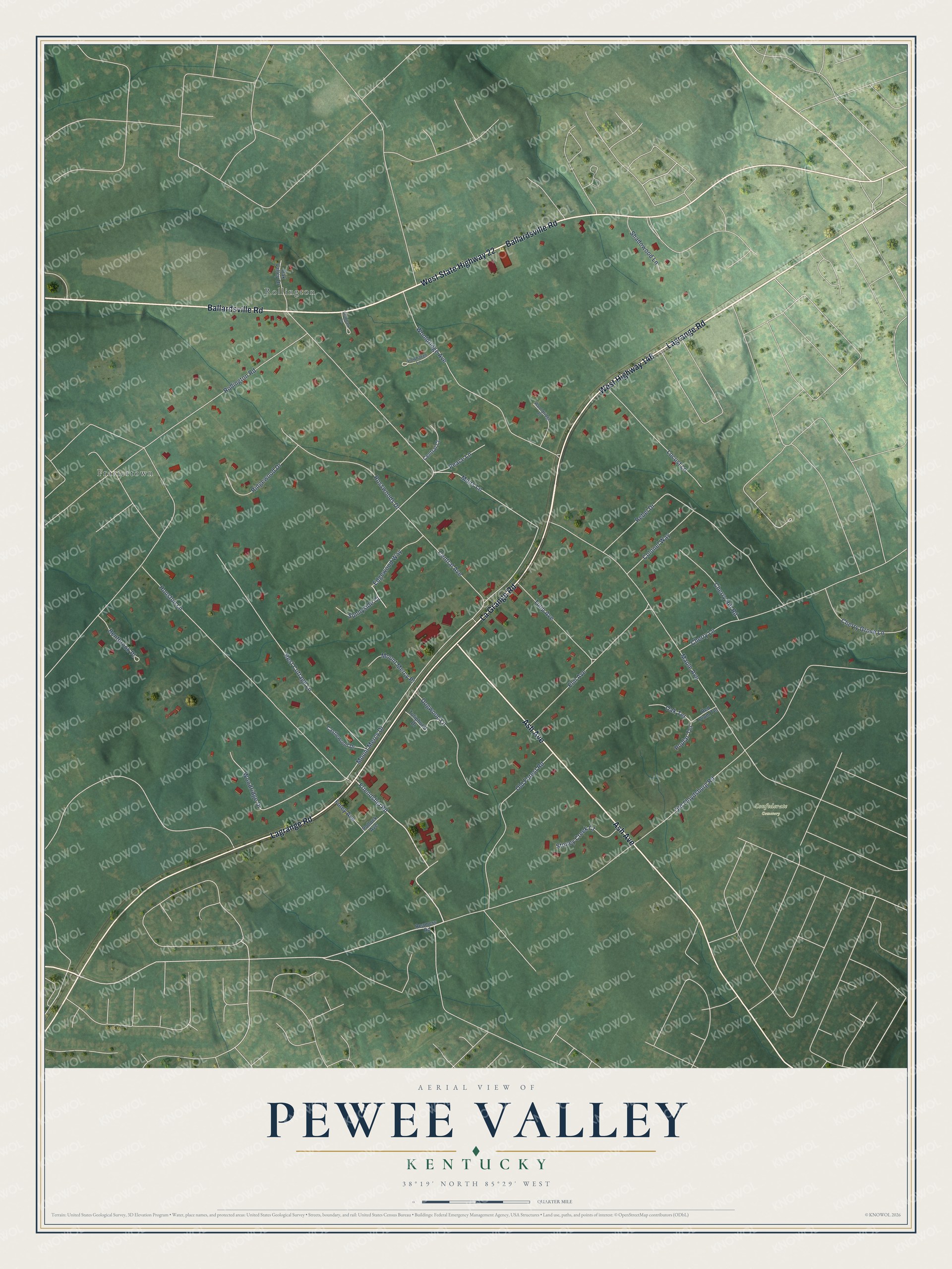 Watermarked full-map preview of Pewee Valley, Kentucky