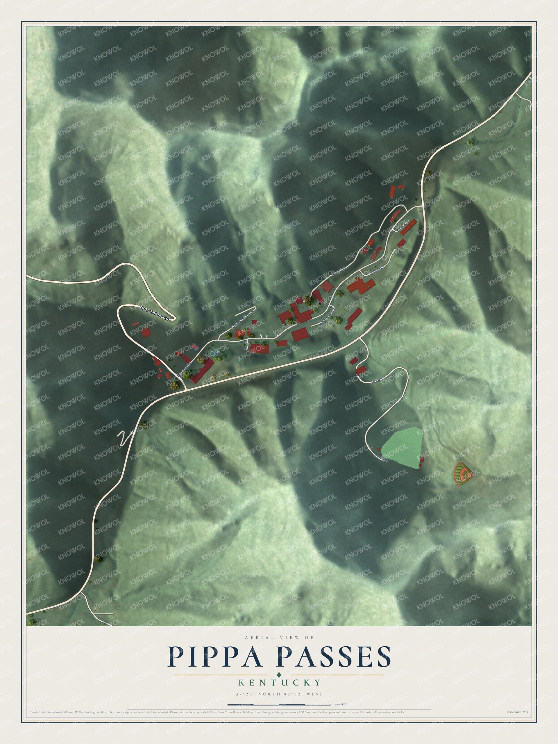 Watermarked full-map preview of Pippa Passes, Kentucky