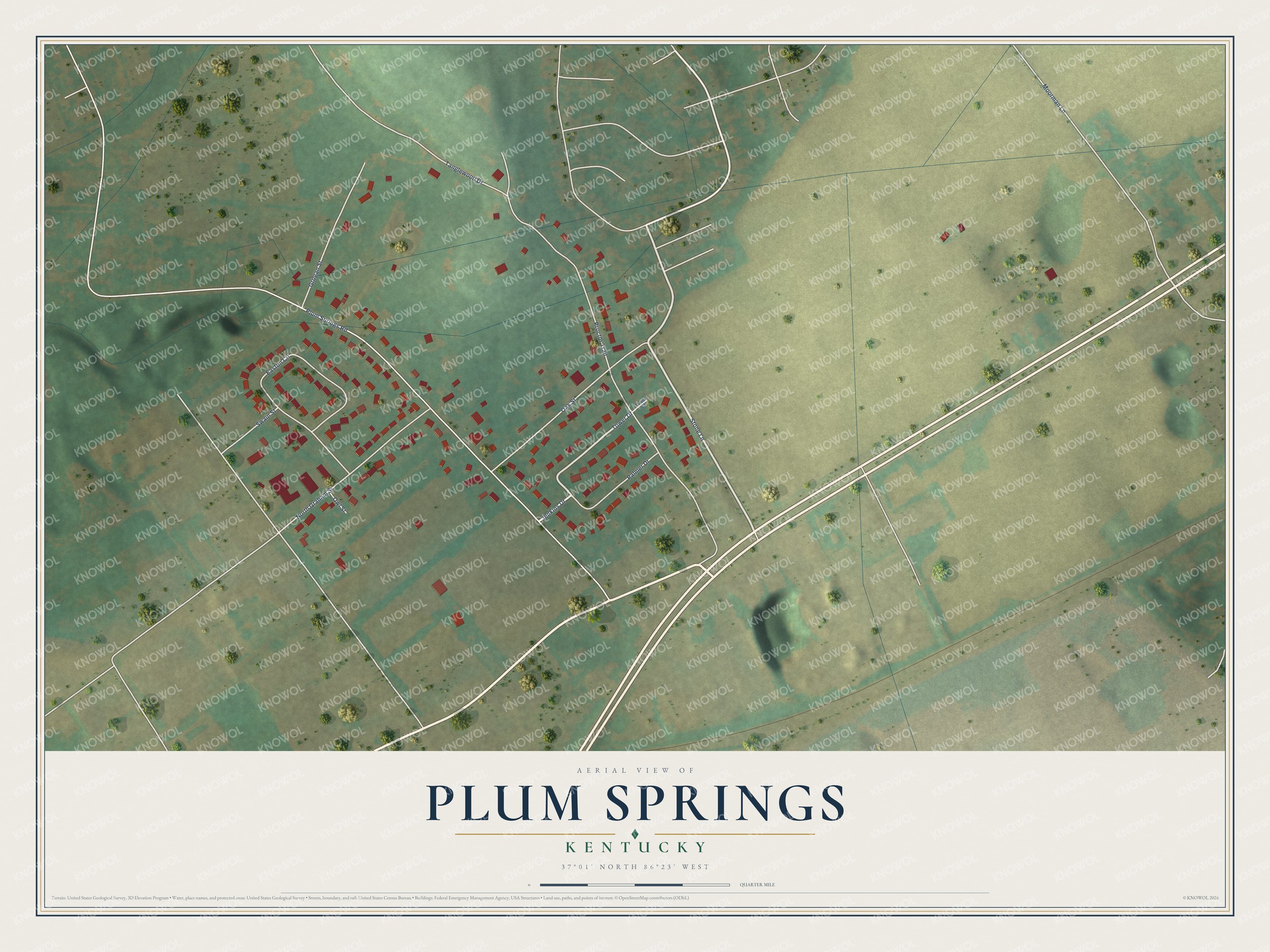 Watermarked full-map preview of Plum Springs, Kentucky