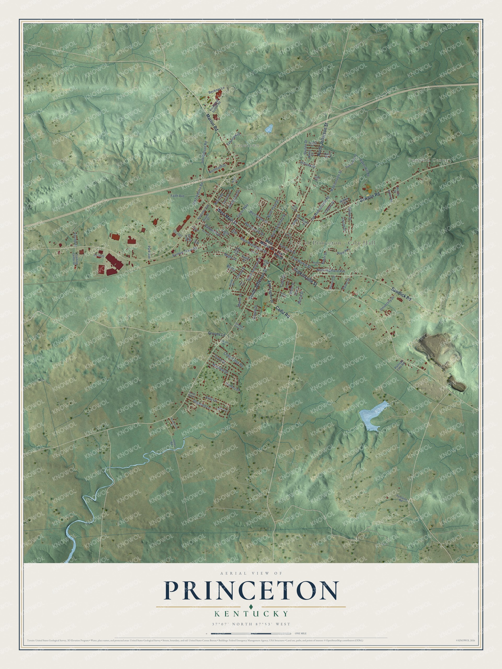 Watermarked full-map preview of Princeton, Kentucky