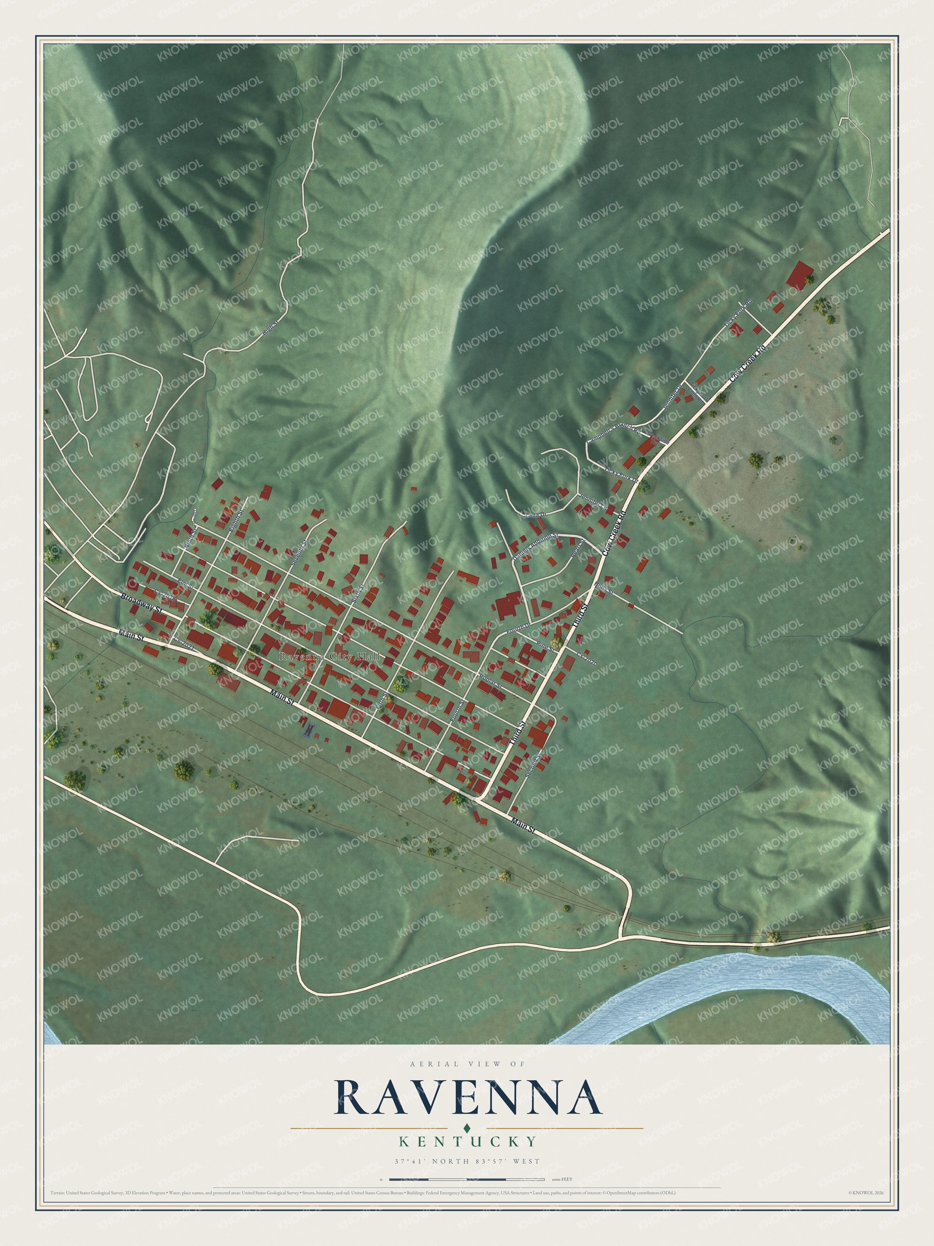 Watermarked full-map preview of Ravenna, Kentucky