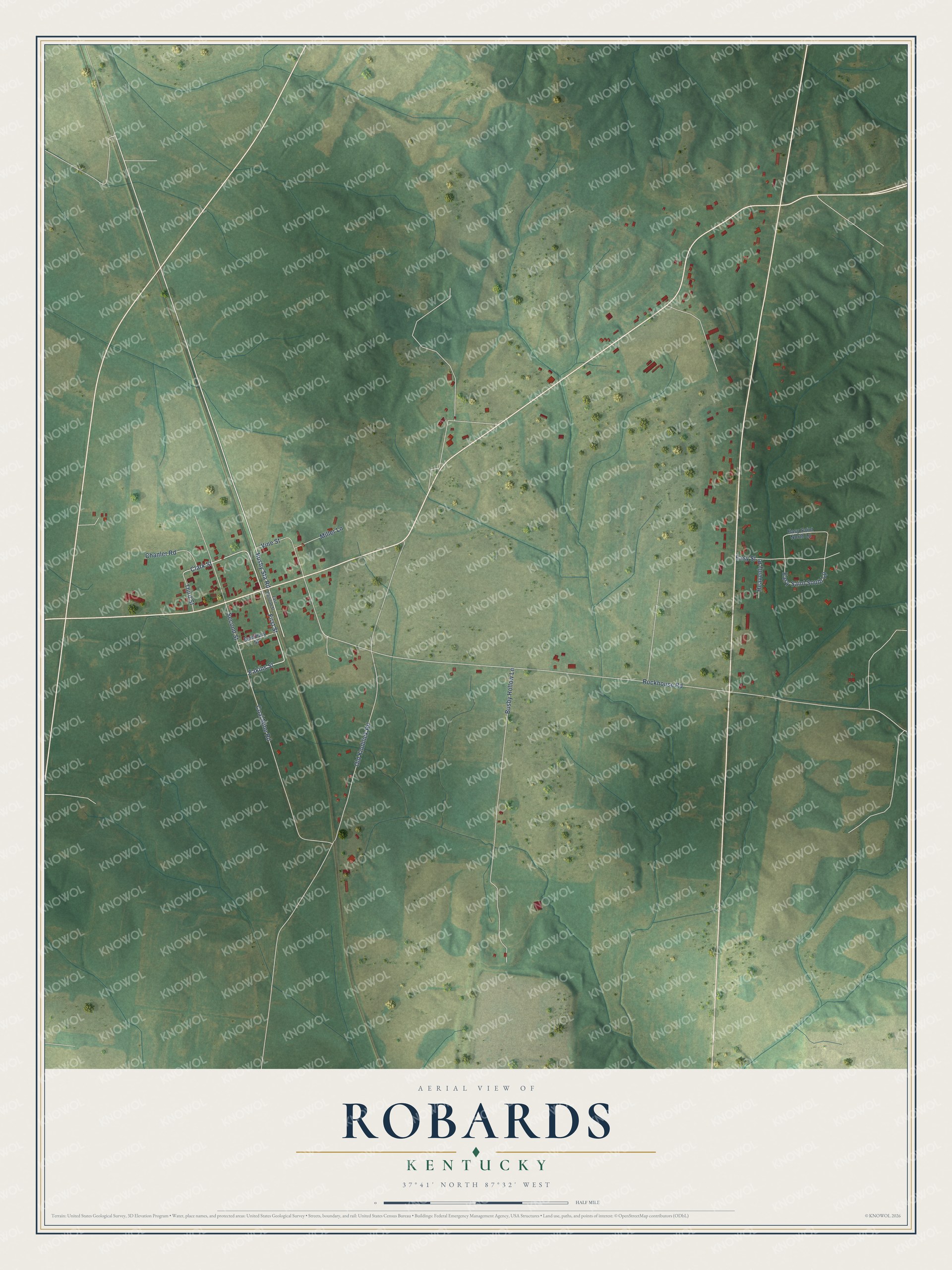 Watermarked full-map preview of Robards, Kentucky