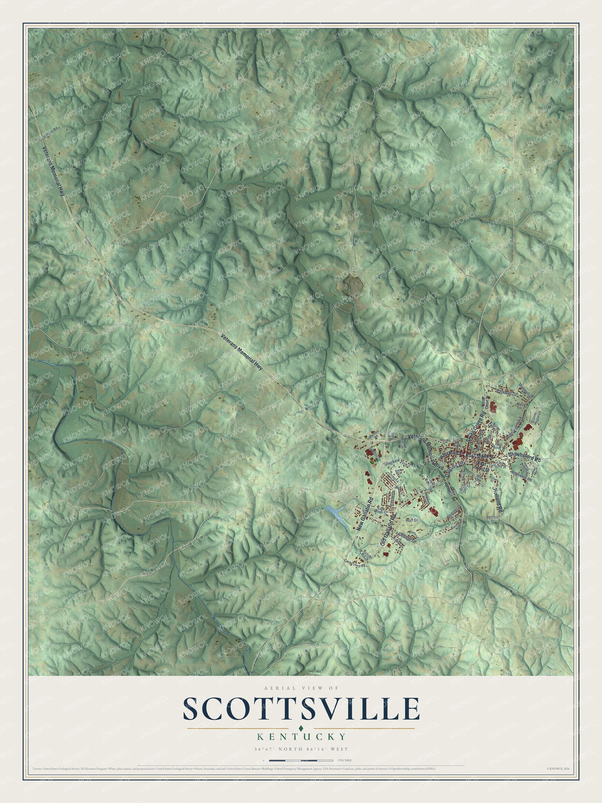 Watermarked full-map preview of Scottsville, Kentucky