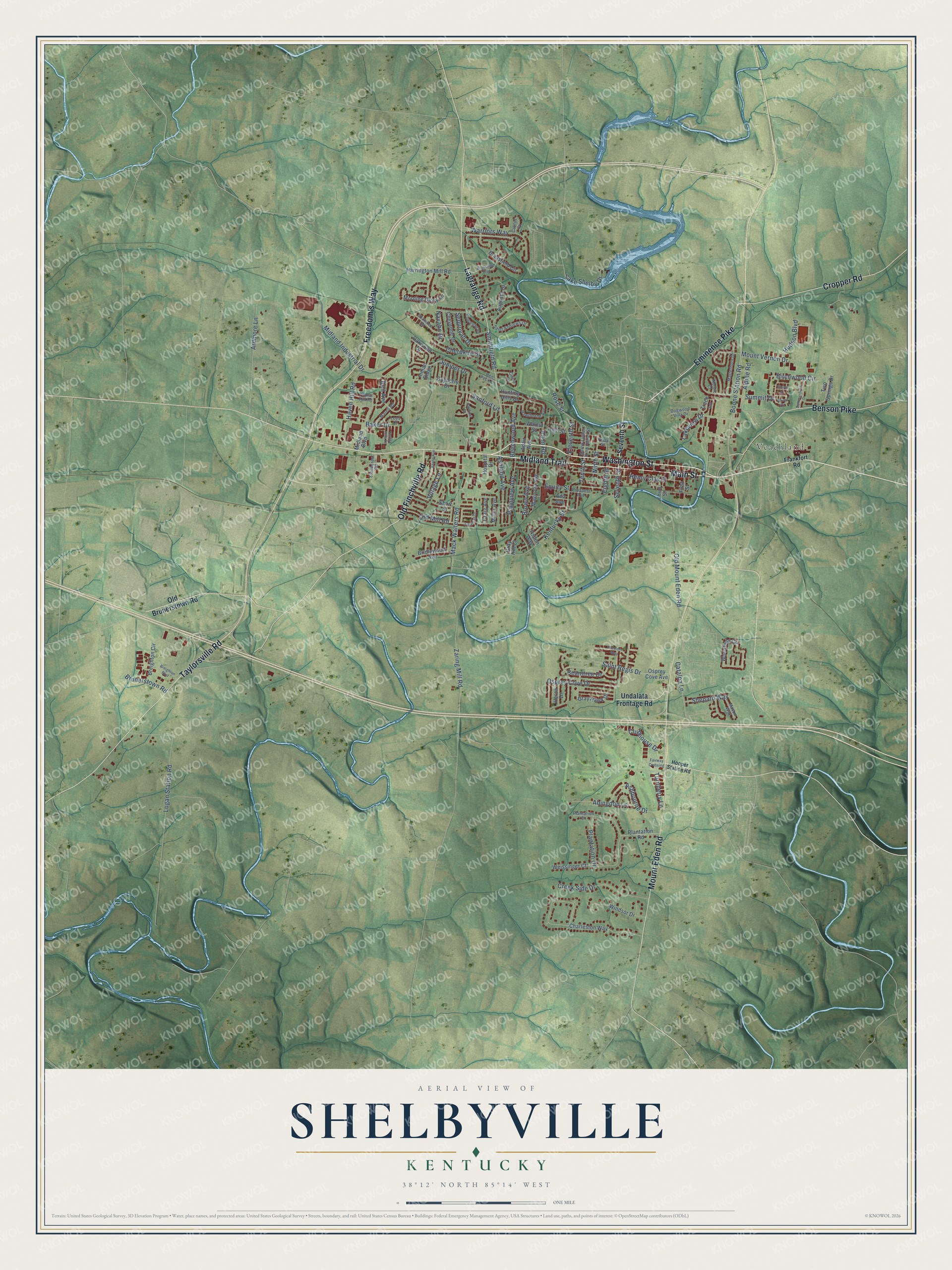 Watermarked full-map preview of Shelbyville, Kentucky