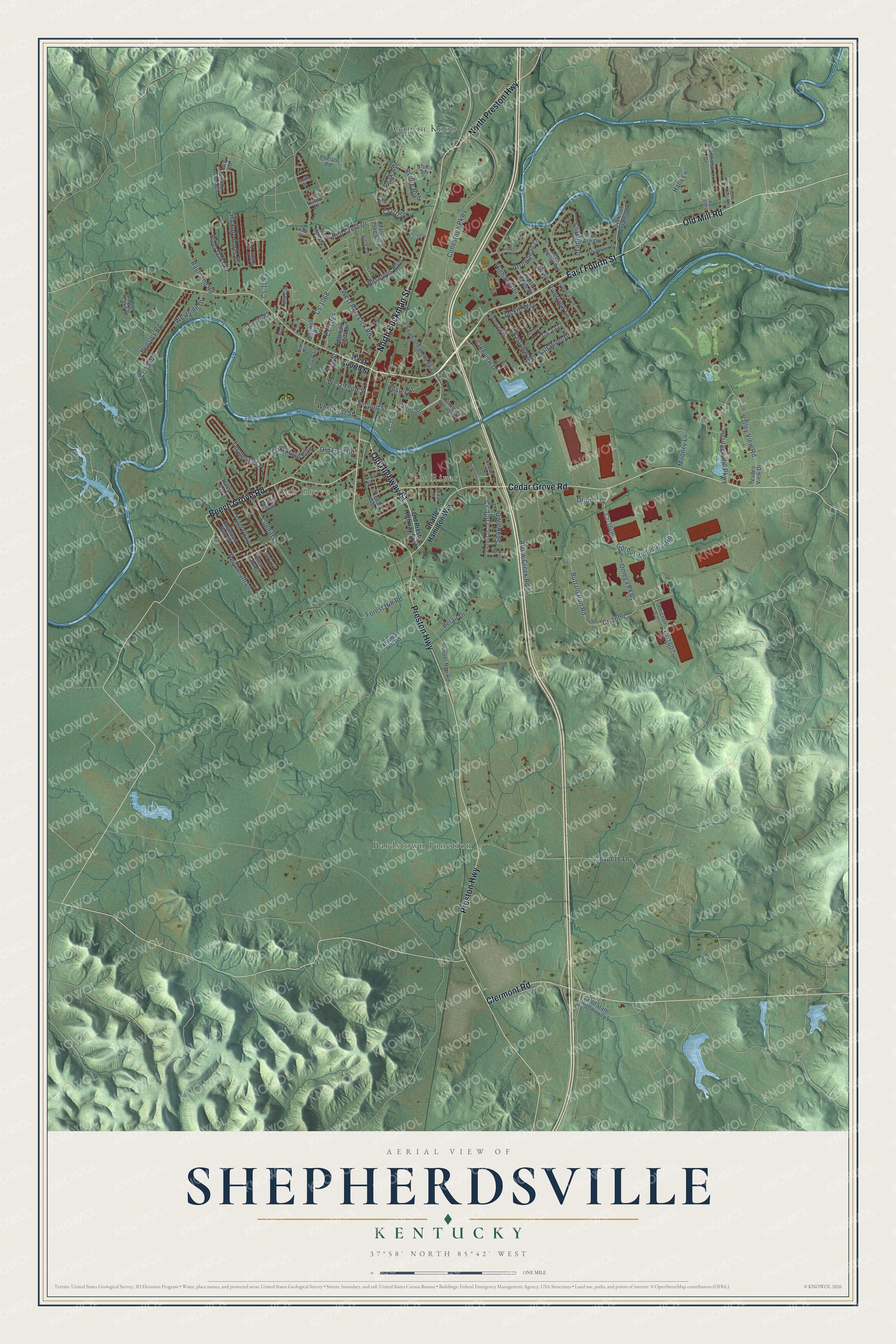 Watermarked full-map preview of Shepherdsville, Kentucky
