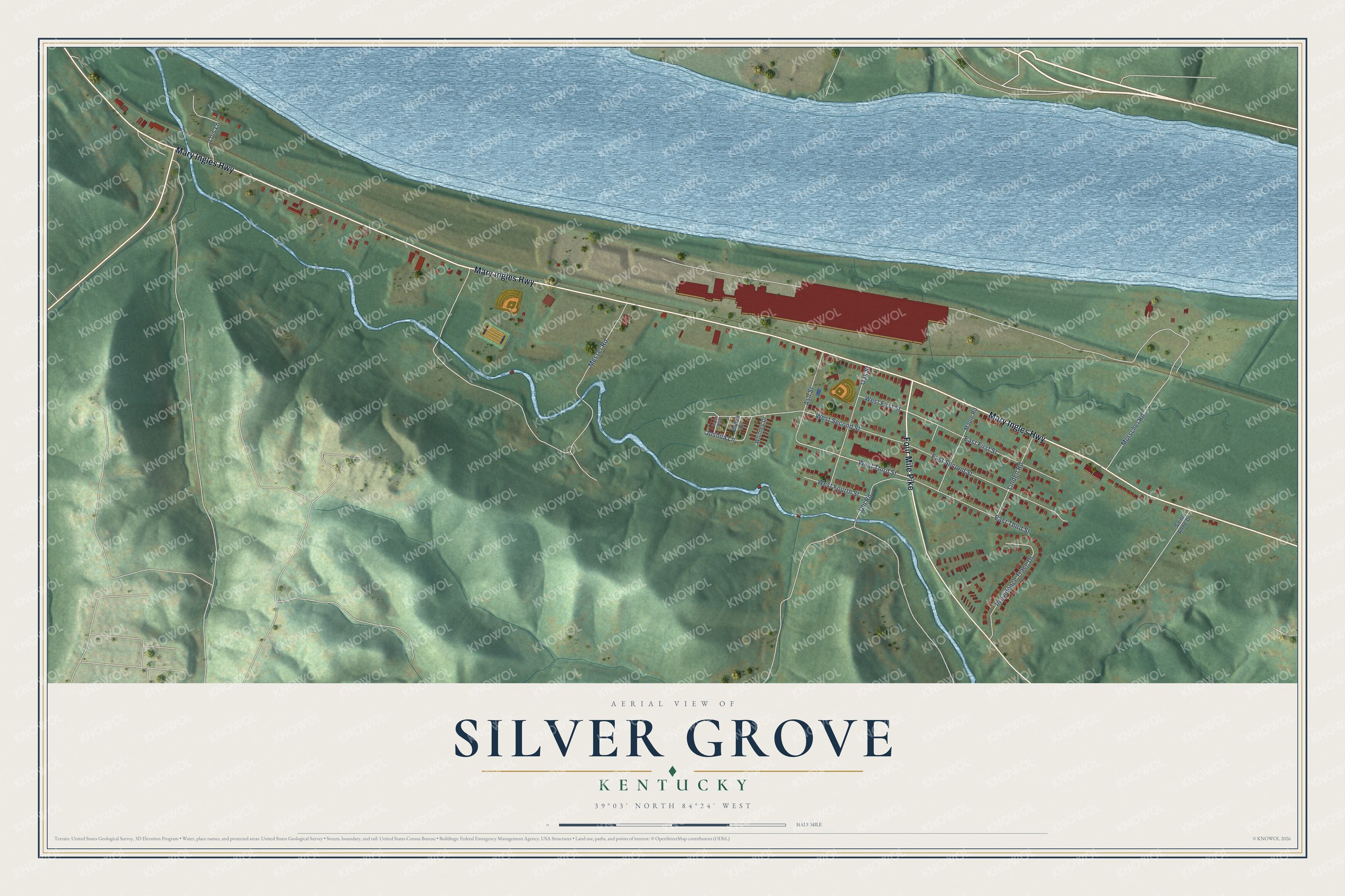 Watermarked full-map preview of Silver Grove, Kentucky