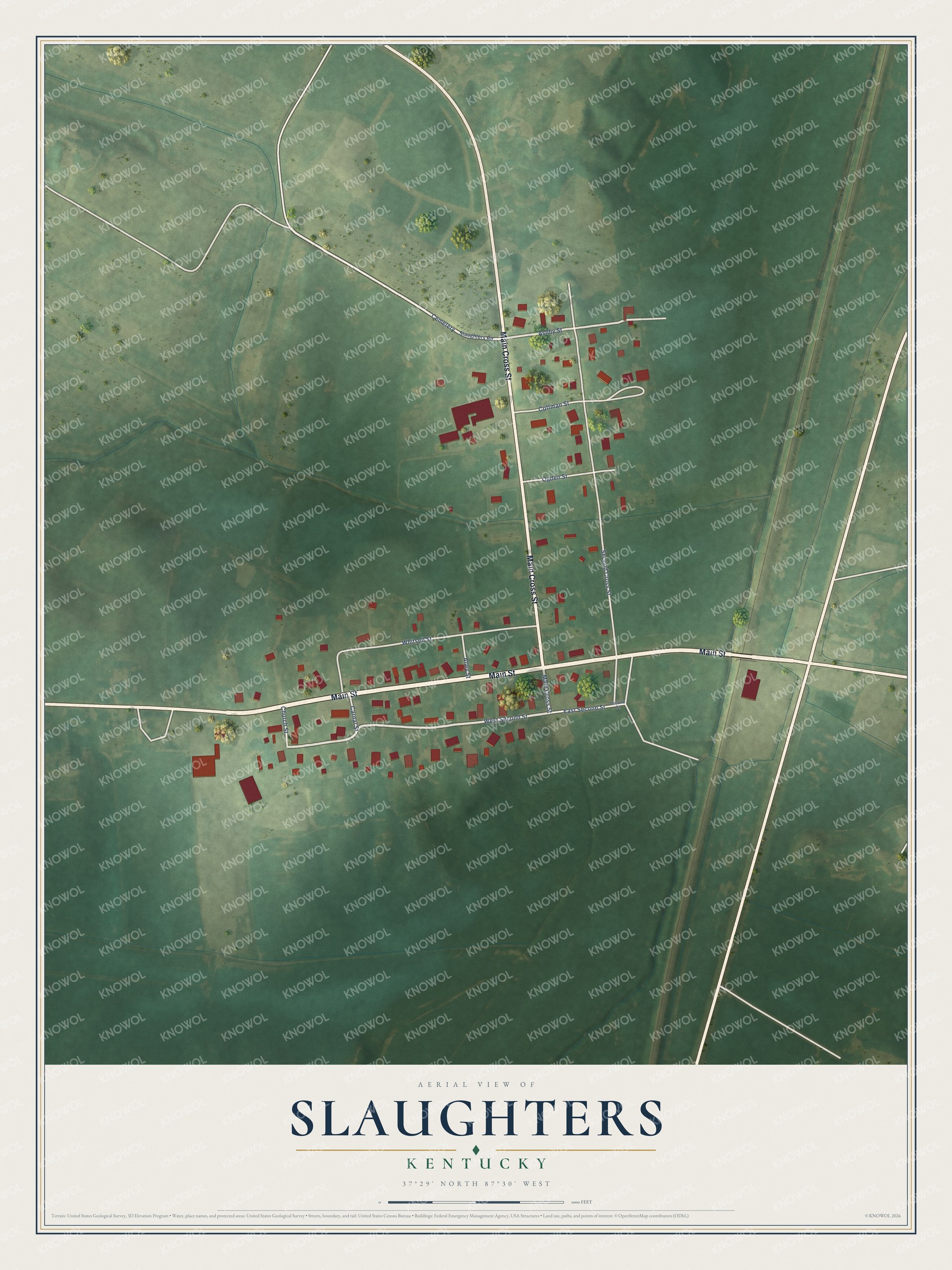 Watermarked full-map preview of Slaughters, Kentucky