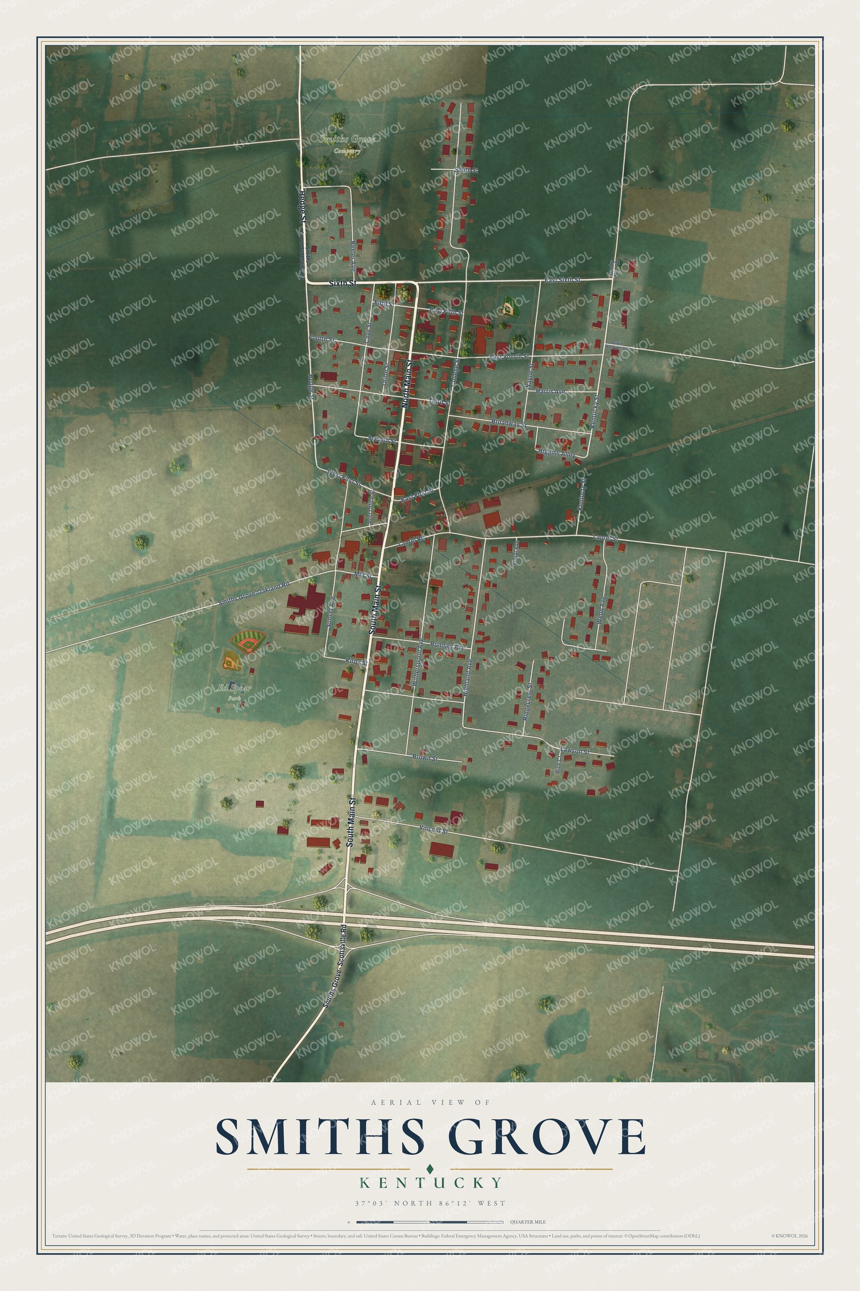 Watermarked full-map preview of Smiths Grove, Kentucky