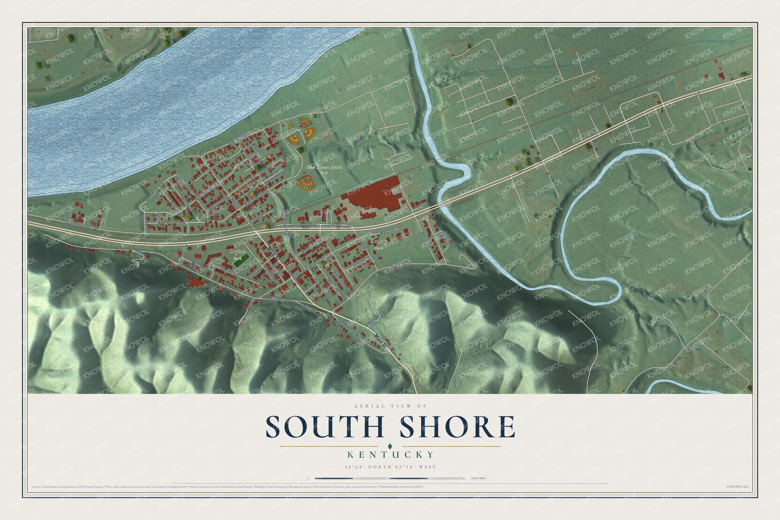 Watermarked full-map preview of South Shore, Kentucky