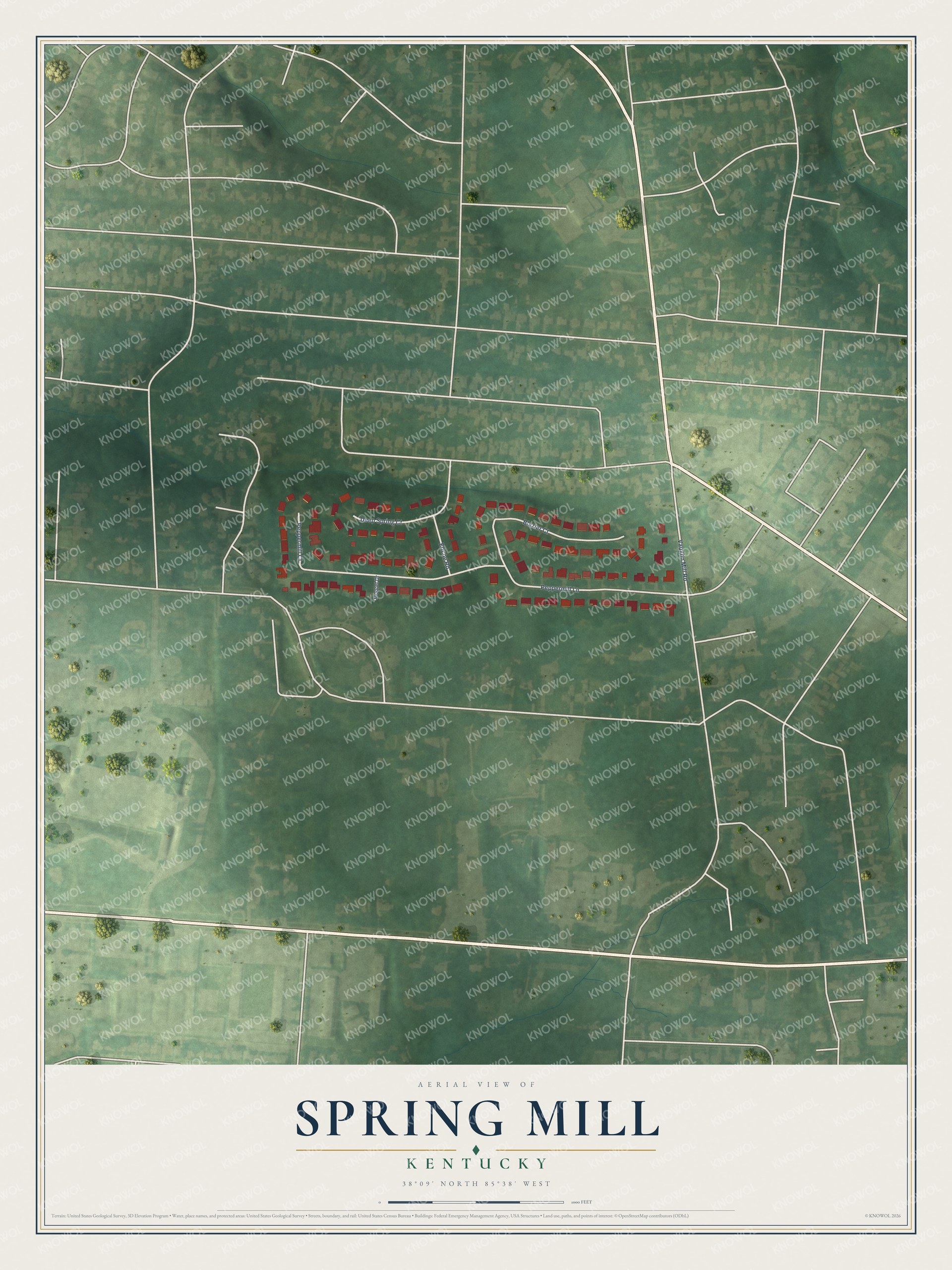 Watermarked full-map preview of Spring Mill, Kentucky