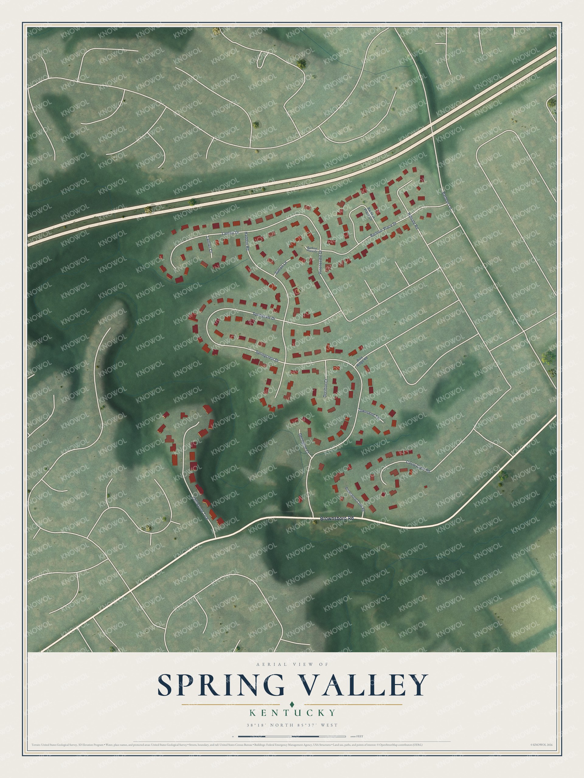 Watermarked full-map preview of Spring Valley, Kentucky