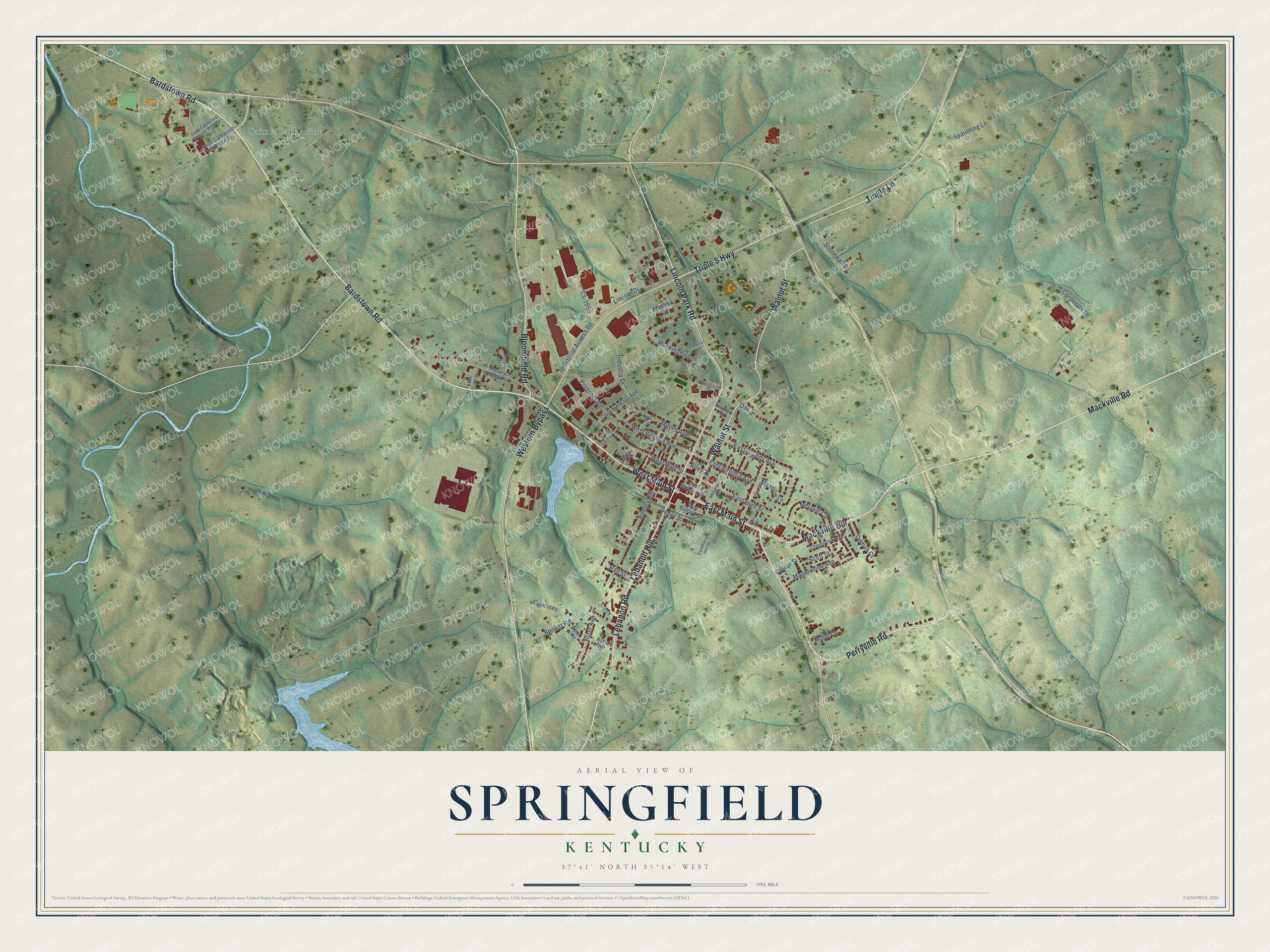 Watermarked full-map preview of Springfield, Kentucky