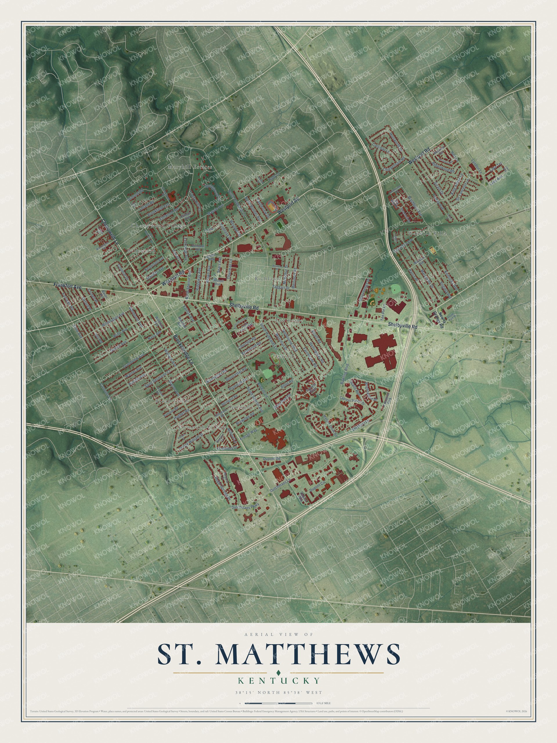 Watermarked full-map preview of St. Matthews, Kentucky