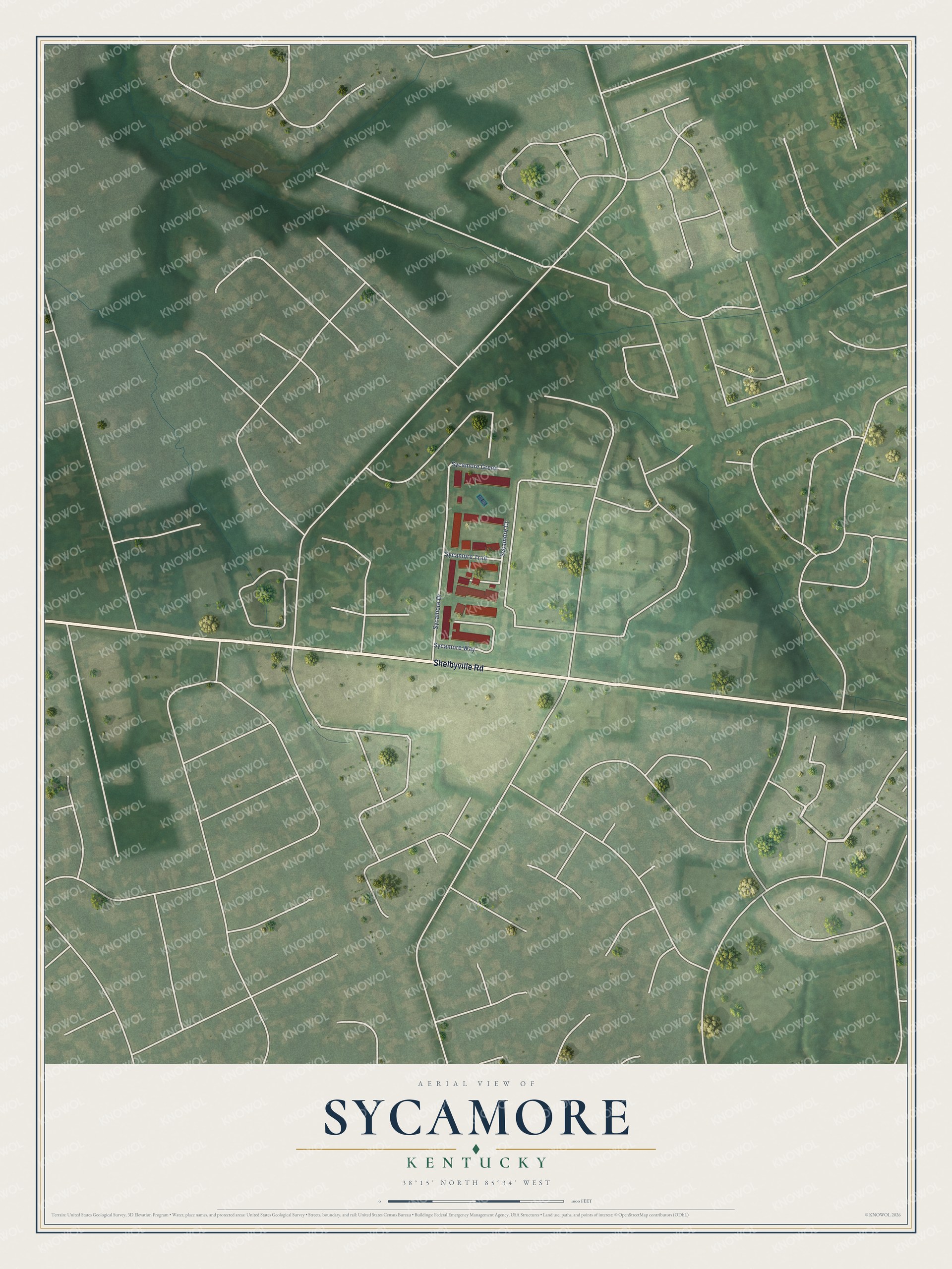 Watermarked full-map preview of Sycamore, Kentucky