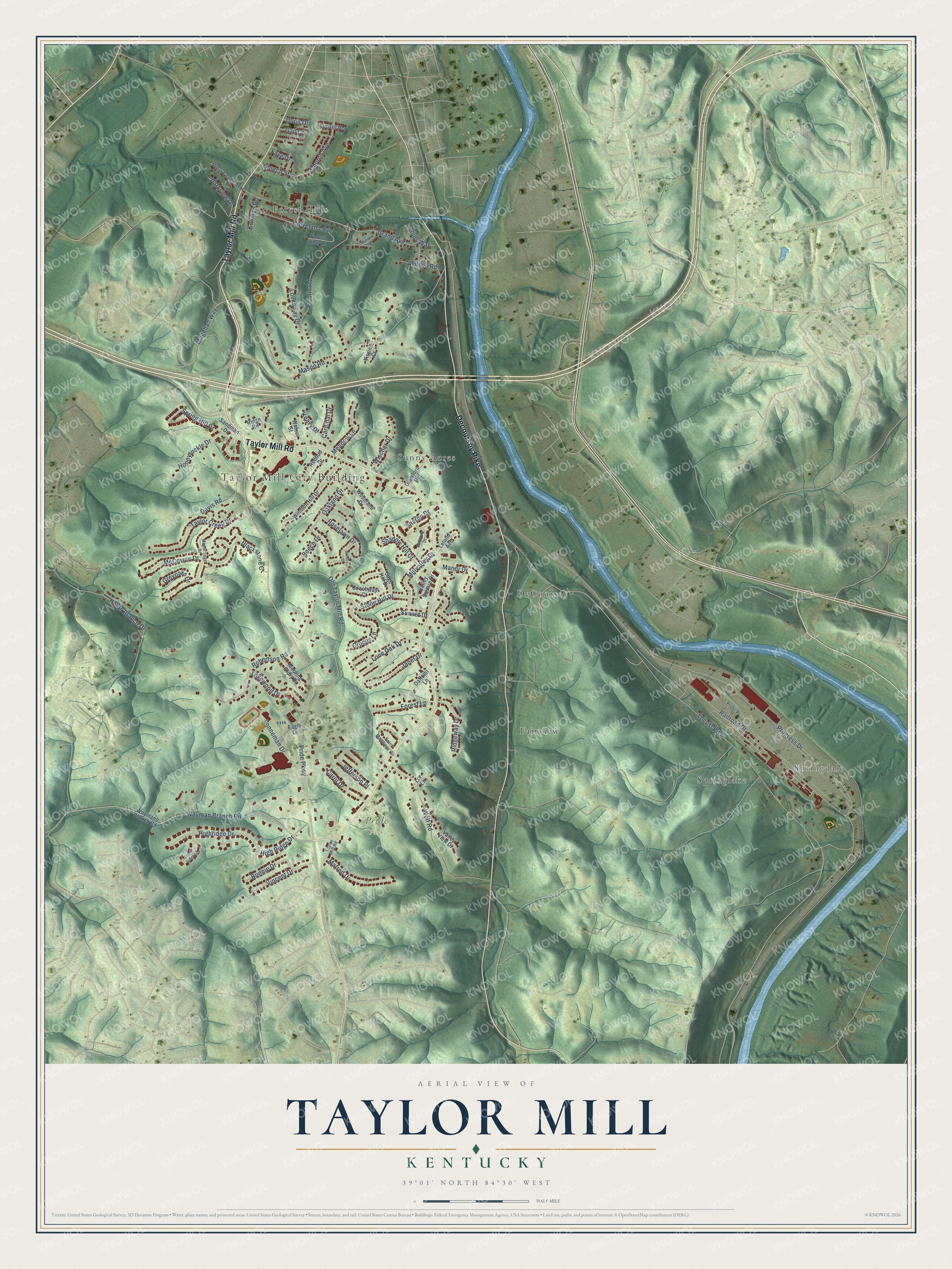 Watermarked full-map preview of Taylor Mill, Kentucky